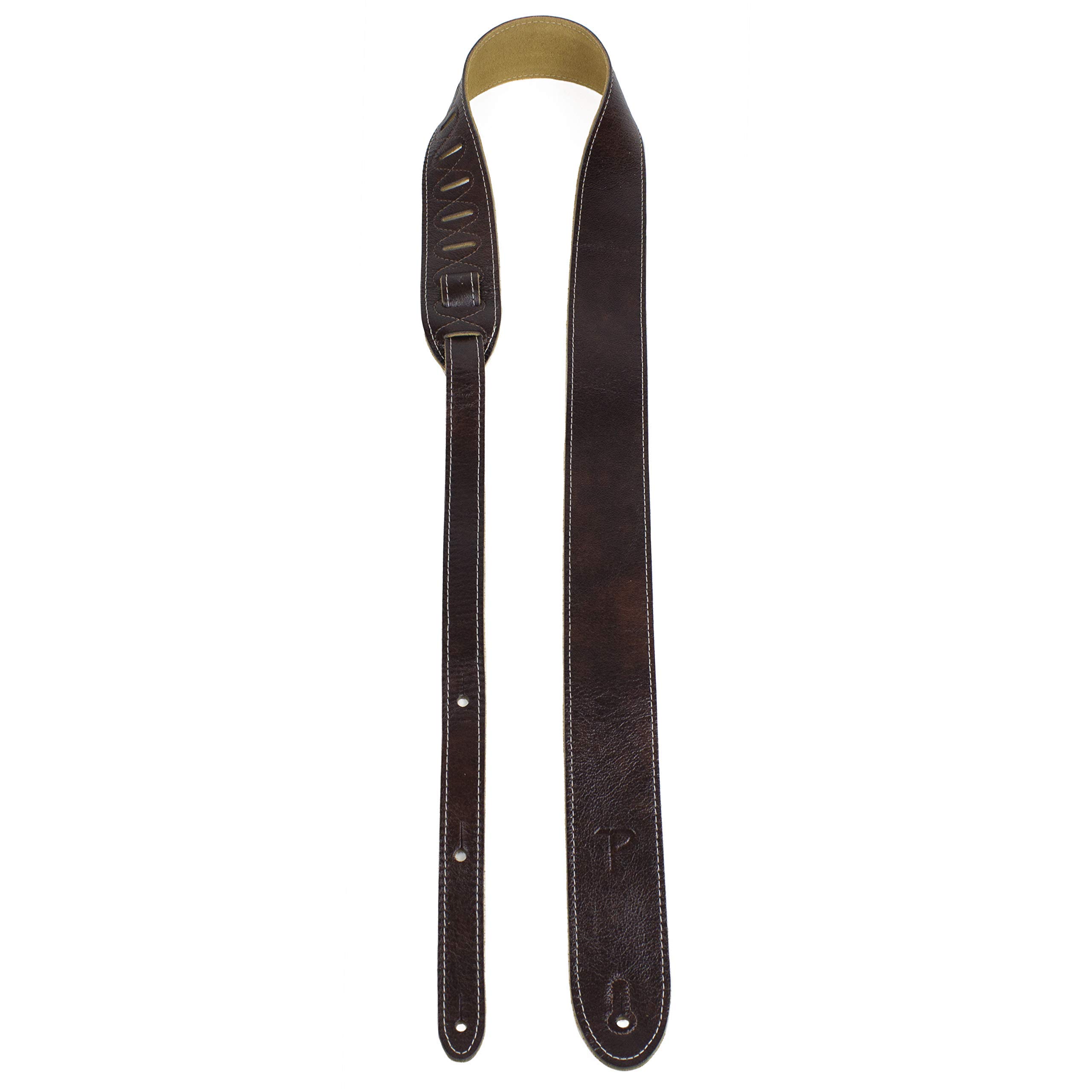 Perri's Leathers Ltd. - Correa de guitarra - Cuero italiano - Caoba - Ajustable - Para guitarras acústicas/bajas/eléctricas - Fabricada en Canadá (BM2-6698)