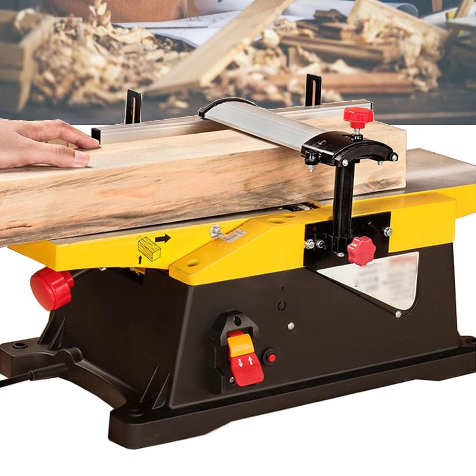 Wielofunkcyjna 6-calowa strugarka stołowa, elektryczna strugarka stołowa, 1800 W, 12000 obr./min, regulowana głębokość cięcia 0-3 mm, do cięcia drewna