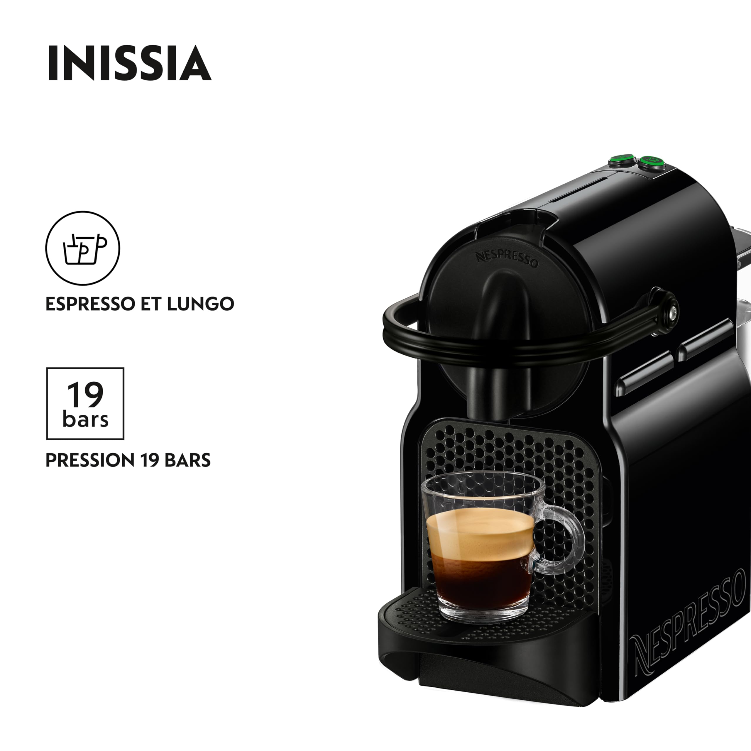 Nespresso Machine à café Inissia noir Delonghi Original - Bundle Top Sélection Ispirazione 100 Capsules