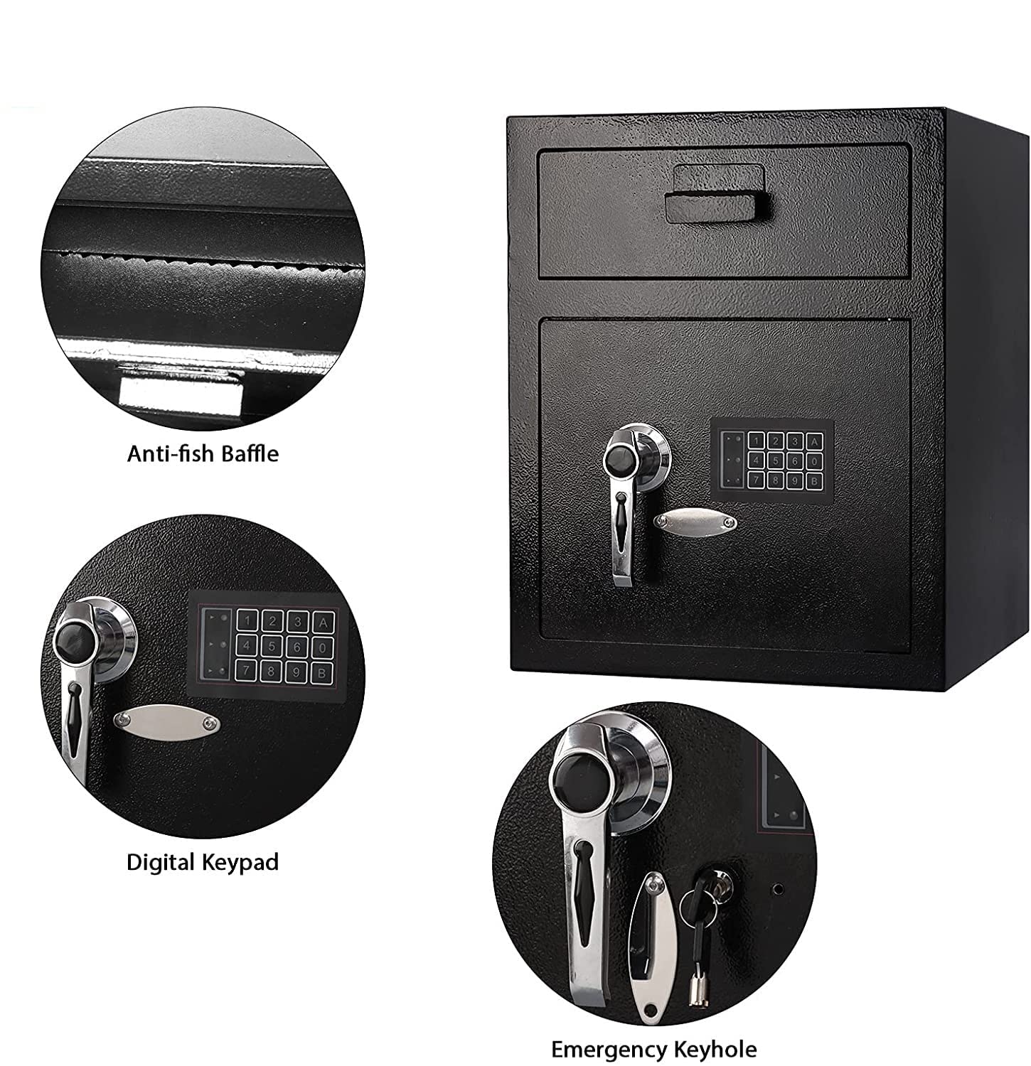 Boîte ignifuge étanche S Cabinet SS Boîte de dépôt numérique en acier électronique S avec clavier verrouillable Boîte de dépôt Wi