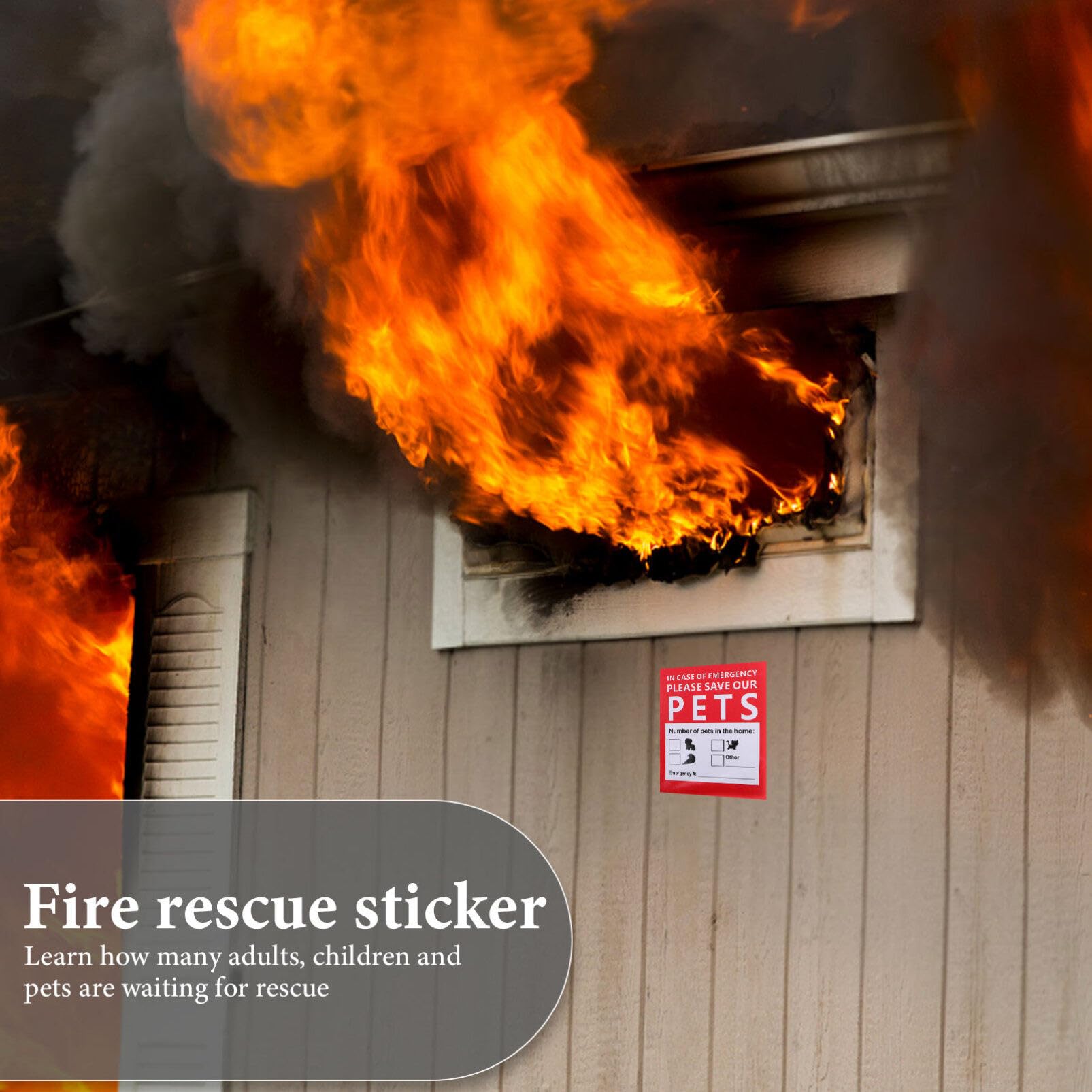 Operitacx 10 Sheets Emergency Alert Pet Finder Stickers Pets Inside Fire Rescue Stickers Save Our Pets Finder Emergency Pets Rescue Sign Decals - Image 2