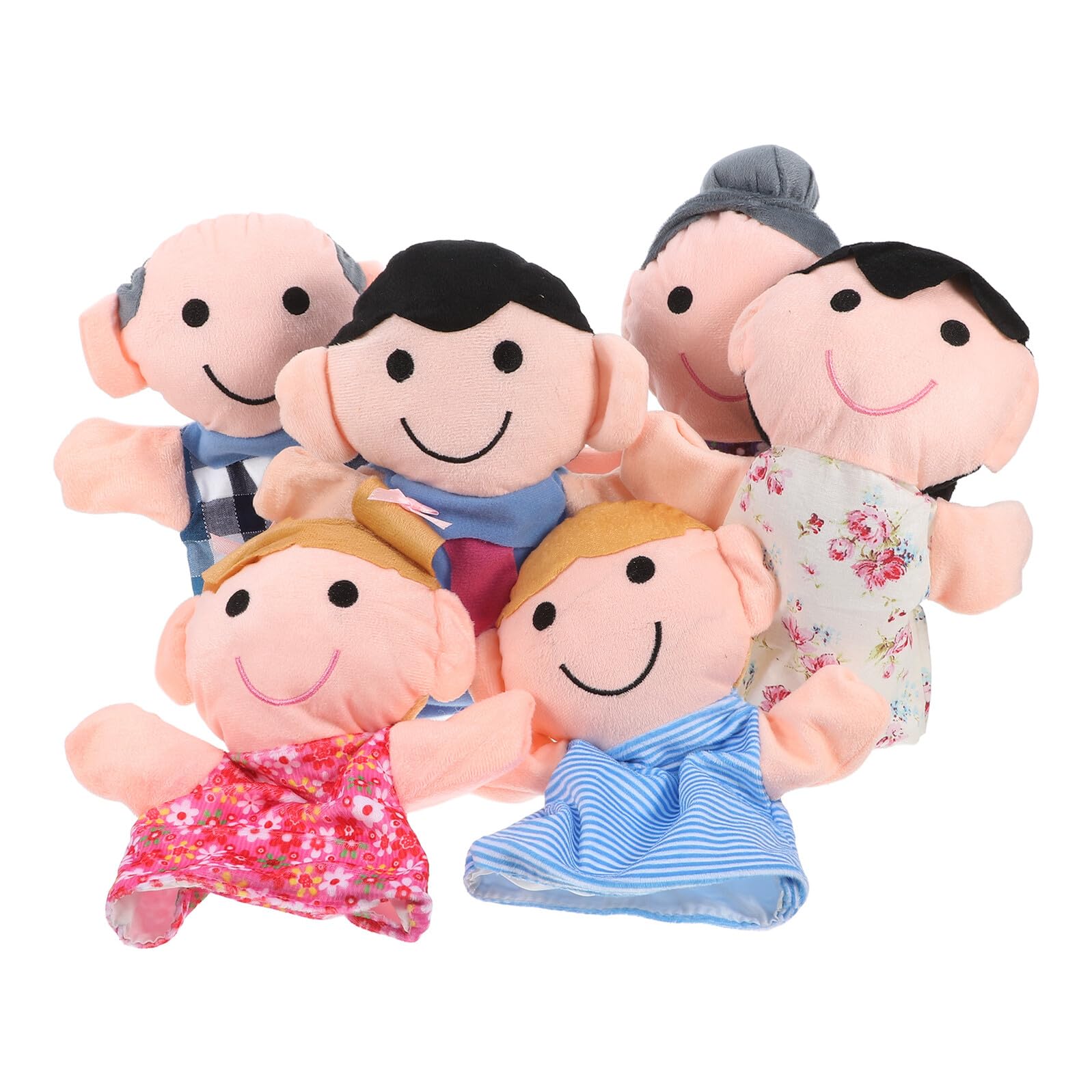 SOIMISS 6 Marionetas de Mano Familiares para Pequeños, Muñecos de Tela Tamaño, Set 6 Piezas Papá, Mamá, Abuelo, Abuela, Hermano y Hermana, Educativos para Teatro y Varios Estilos