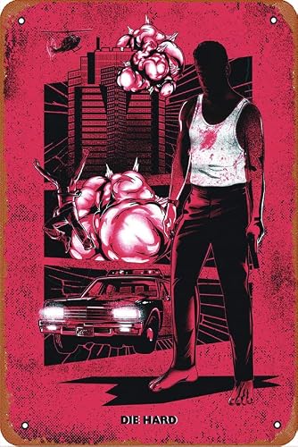 Muecddoa John Mcclane Die Hard Fan Art Metal Tin Sign Vintage Art Wall Decor For Bars Cafes Home 8X12 Inch
