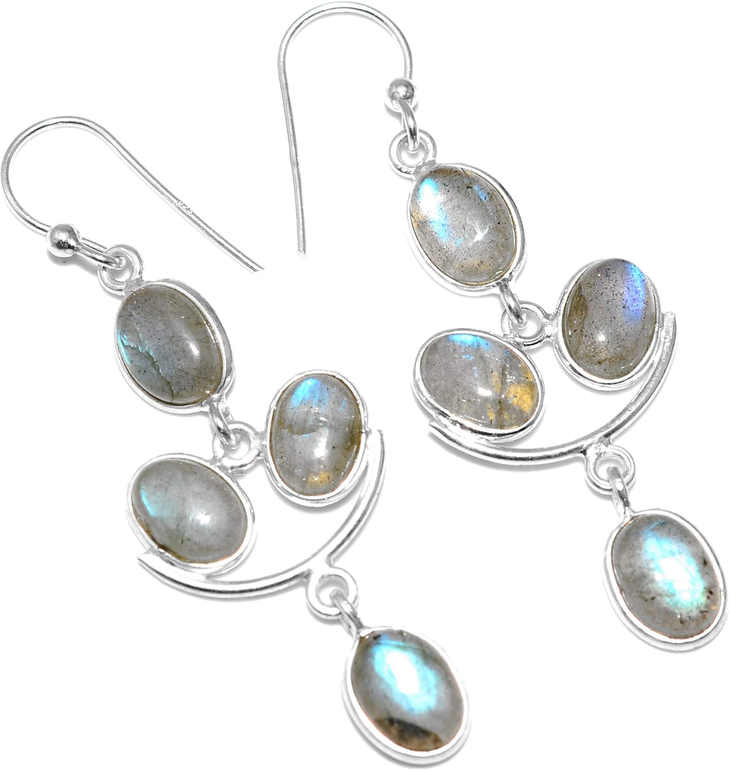 Silver Palace 925 Sterling Silver Natural Gemstone Earrings for Women and Girls