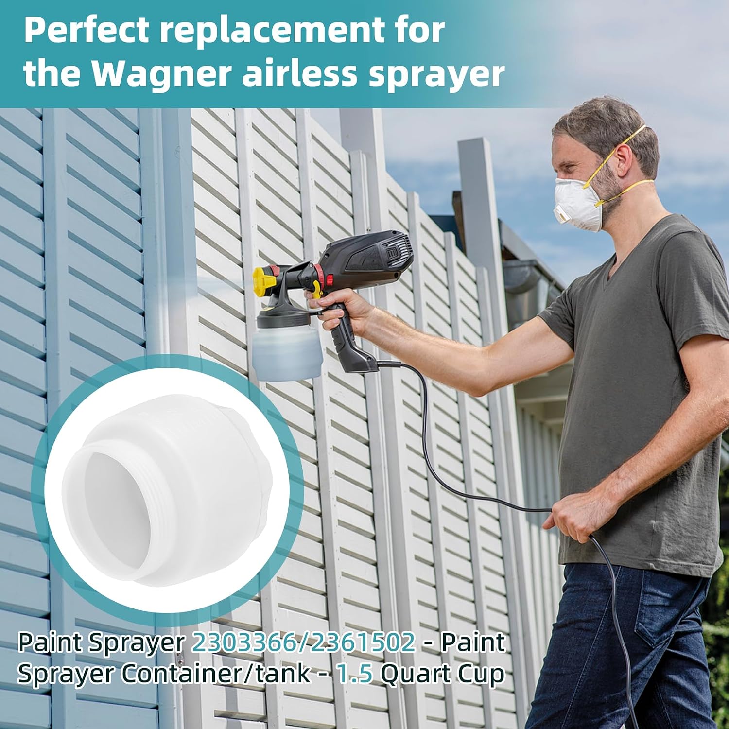 2303366/2361502 Fluid Cup Container Replacement for Wagner 1.5 Qt, Sturdy Container that Will Enhance The Painting Change