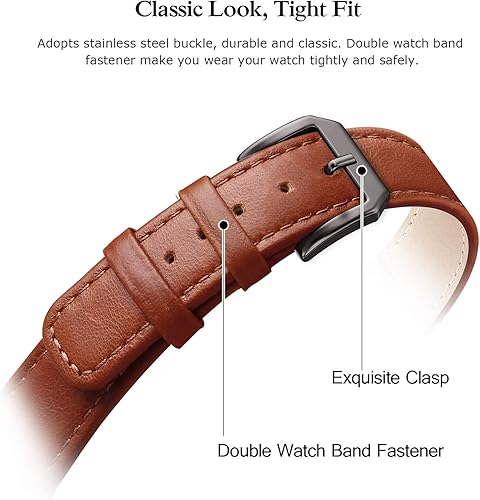 Vista 4 de Correa de piel compatible con Samsung Galaxy Watch 3 de 41 mm / Galaxy Watch Active de 40 mm / Active 2 44mm / Galaxy Watch de 42 mm, 20 mm de piel