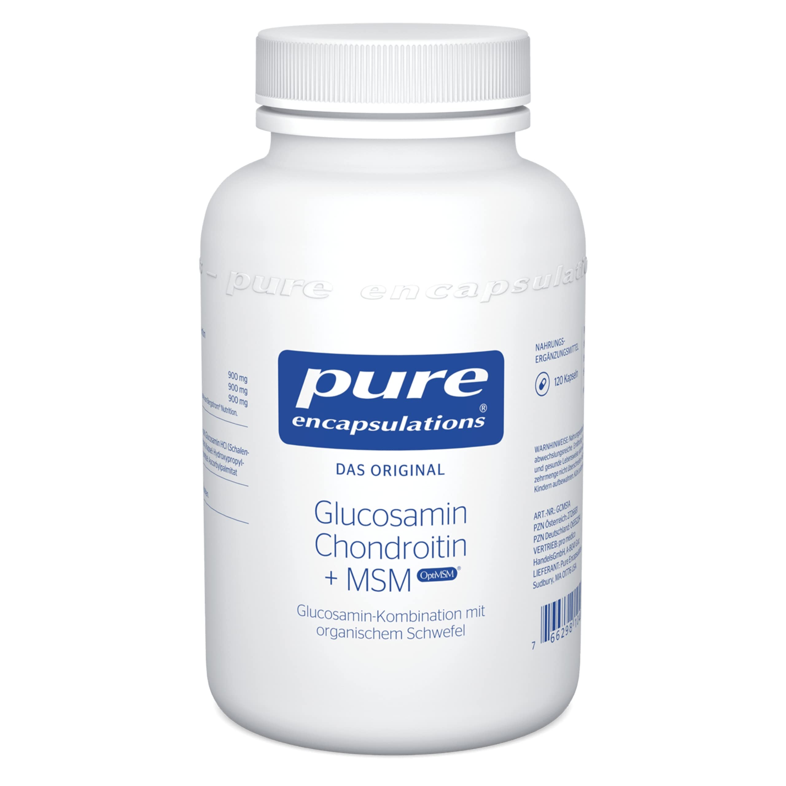 Pure Encapsulations - Glucosamin Chondroitin + MSM - Hochdosiert mit organischem Schwefel - 120 Kapseln