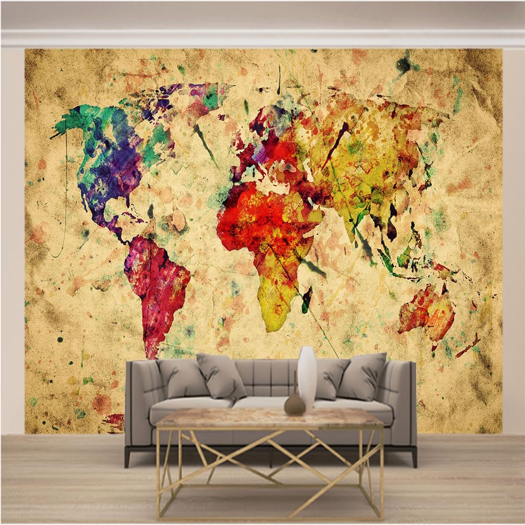 Carte du Monde Papier Peint Panoramique Trompe l'Oeil 3D XXL