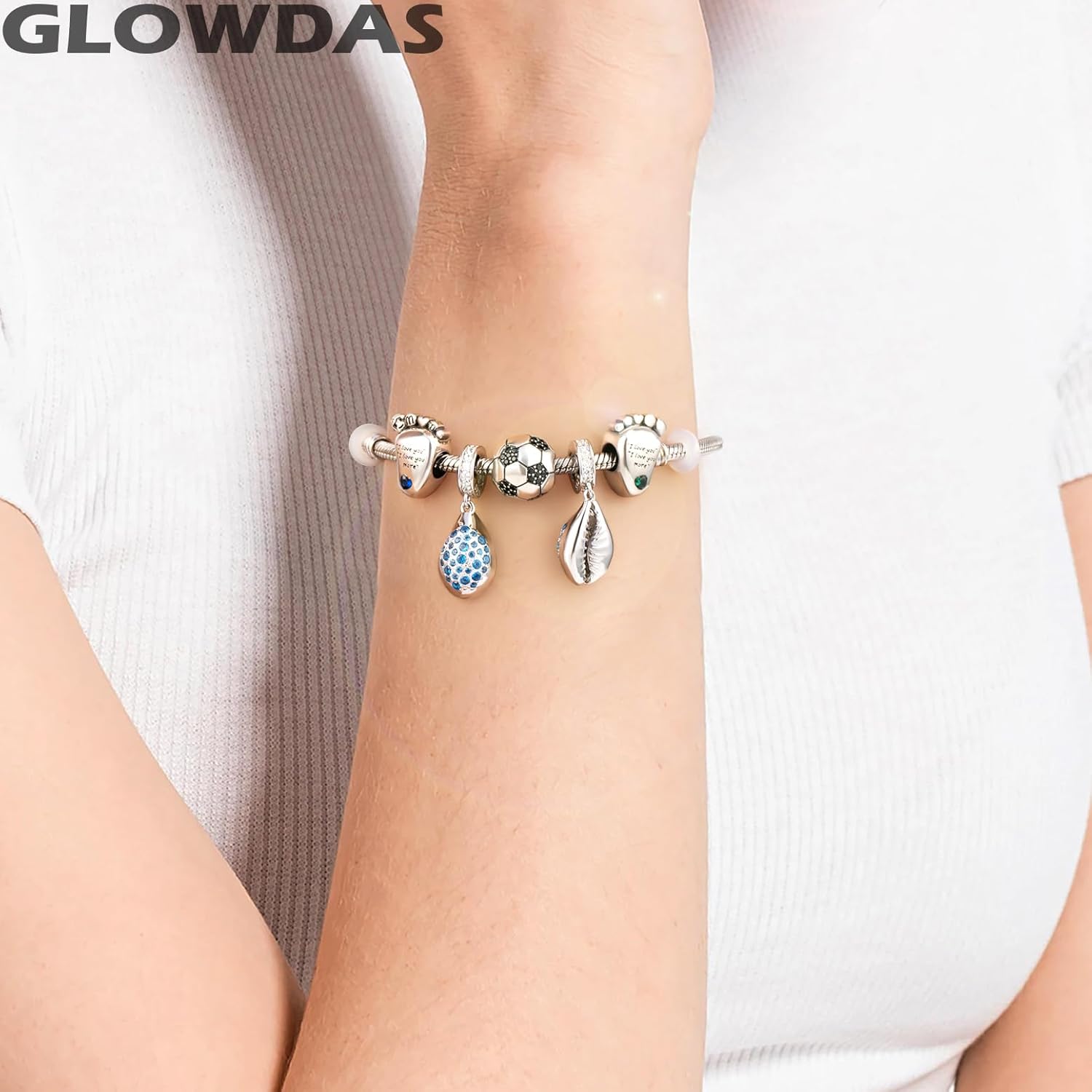 Soccer Ball Charm Football Charms fit Pandora Sports Bracelet, 925 Sterling Silver Soccer Beads with Black CZ for Nephew/Back to School - Image 5