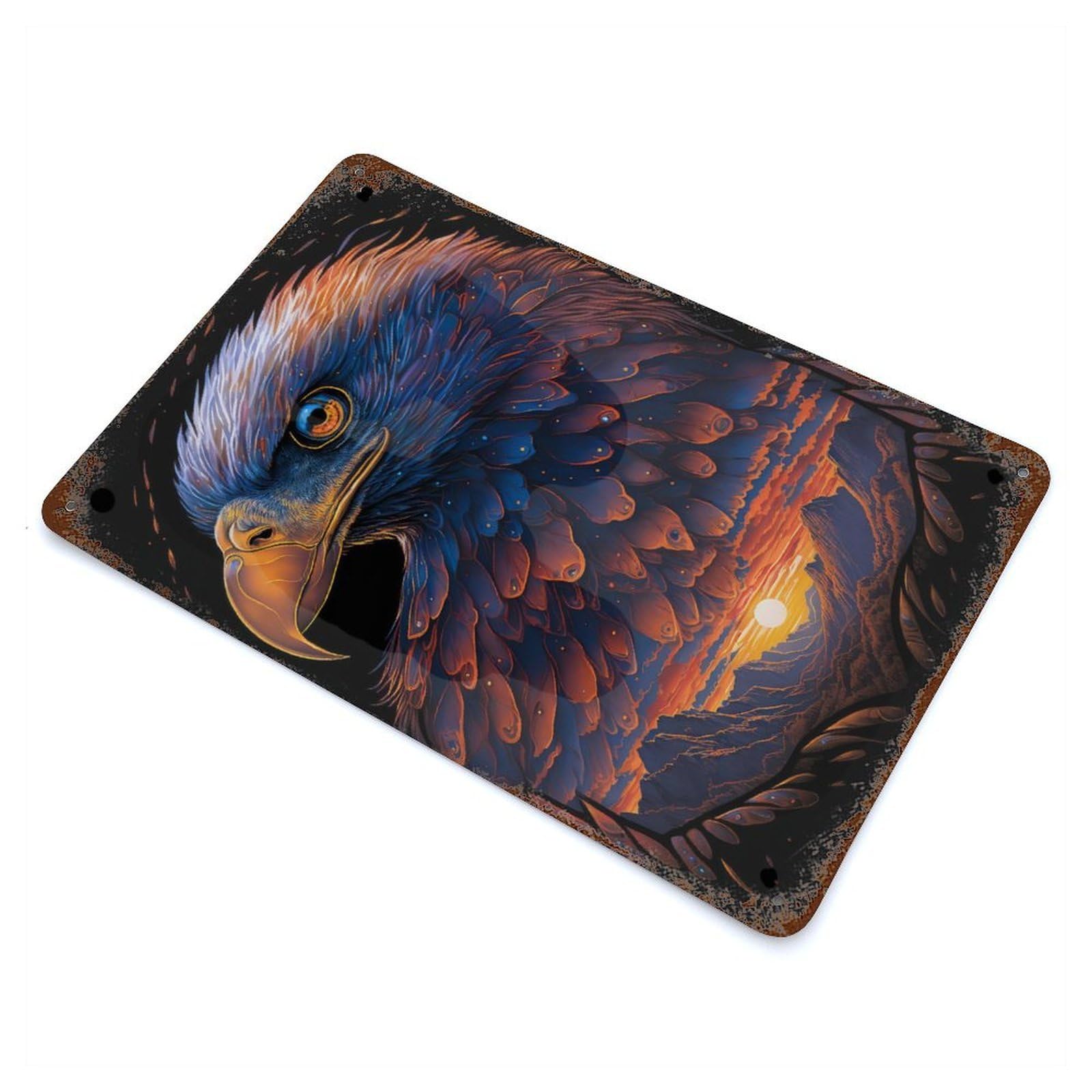 Eagle Art Series Style 3 Retro Metal Sign 11.8"x7.9", Farmhouse Wall Decor for Cafe, Home Bar And Lounge Decor