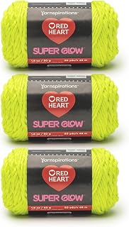 Red Heart Super Glow Aurora Yellow Yarn – Confezione da 3 gomitoli da 50 g – 100%...