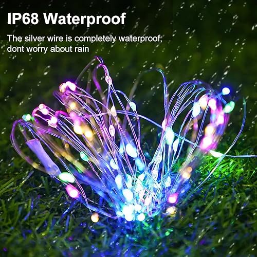 Miniatura 7 de Paquete de 2 luces de hadas que funcionan con pilas, 200 LED de 66 pies, alambre plateado, luces estrelladas, temporizador automático, 8 modos,