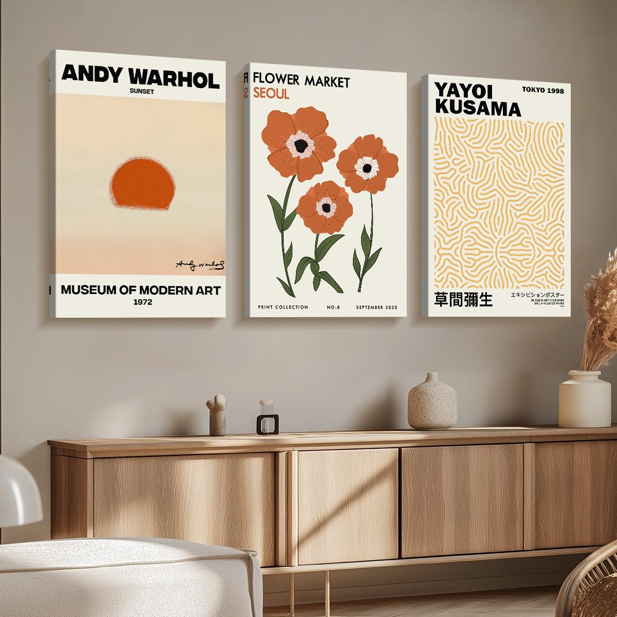 Amazon.co.jp: 抽象オレンジアート展ポスター-草間彌生、アンディ
