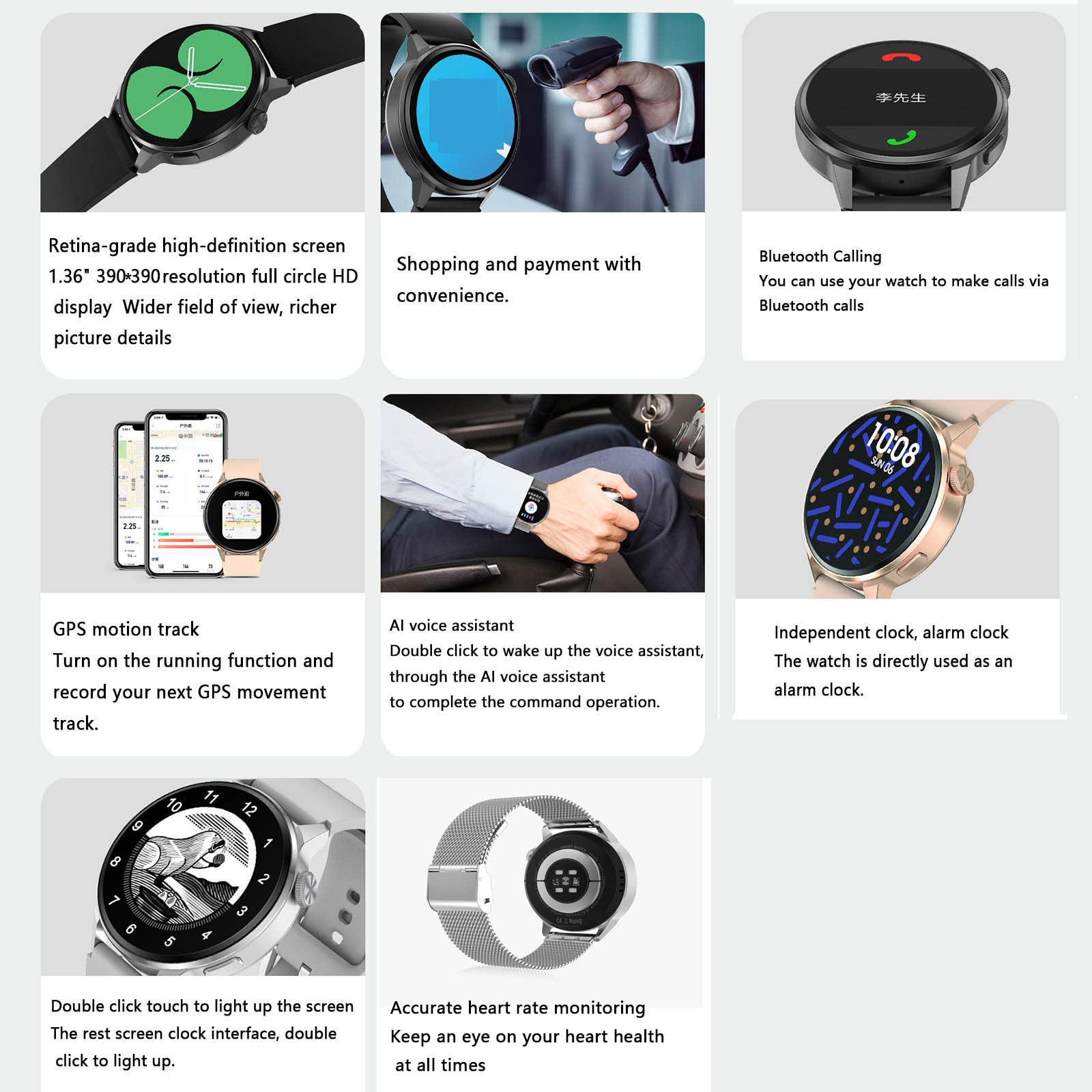 Inteligentny zegarek dla mężczyzn inteligentne zegarki dla kobiet smartwatch z funkcją połączenia Bluetooth rozmowy asystent AI GPS śledzenie sport