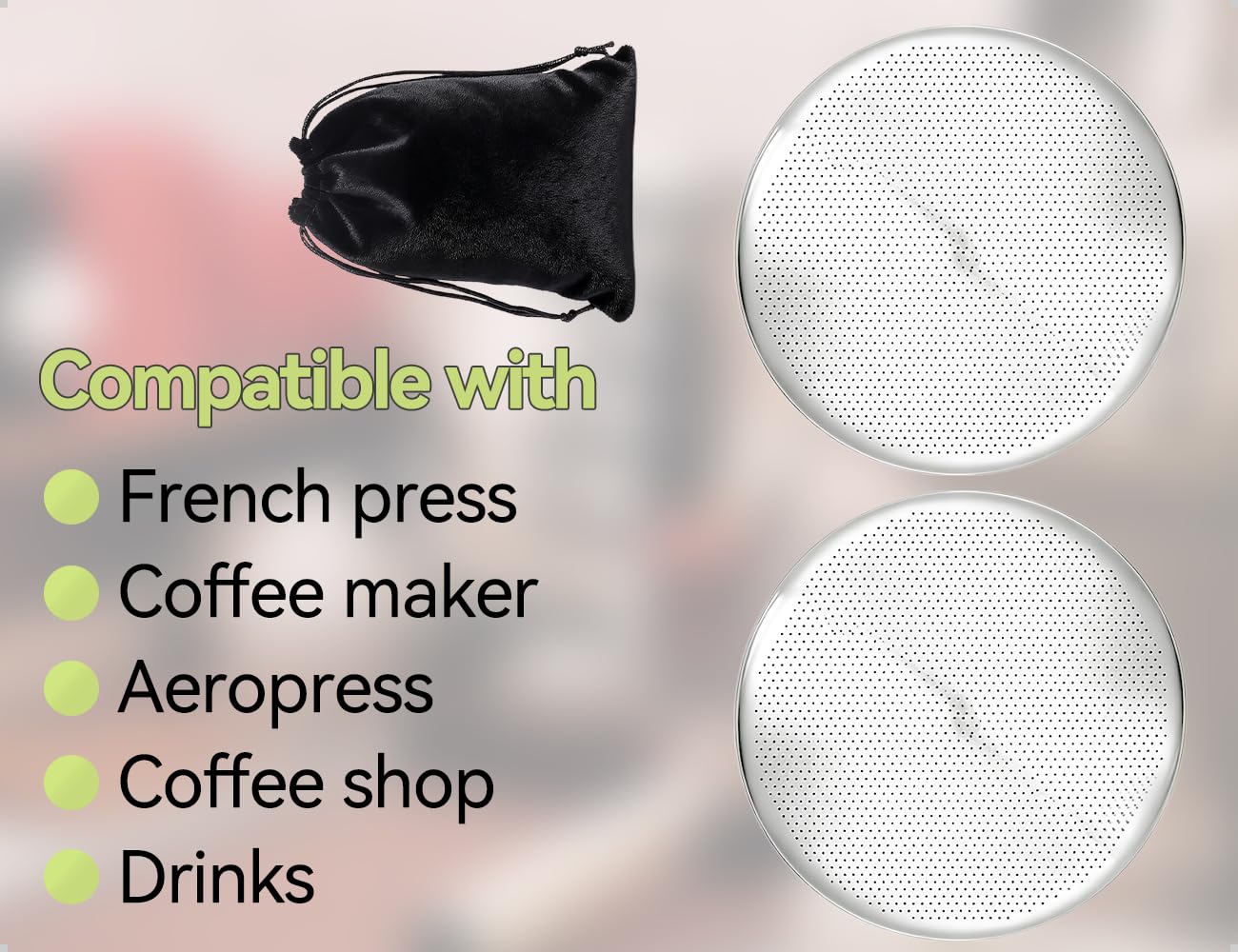 2 Filtry do kawy, mikrofiltry metalowe, wielokrotnego użytku i możliwe do prania, kompatybilne z maszynami do kawy AeroPress, używane do włoskiej i amerykańskiej kawy