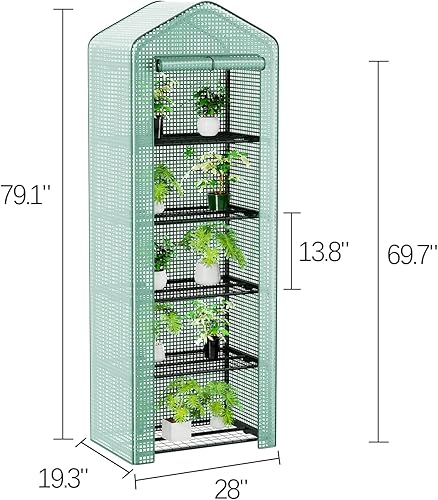 Miniatura 4 de CEBOLAN Mini invernadero de 5 niveles, casas verdes impermeables para exteriores, jardín, patio, invernadero para siembra de plantas con estantes de