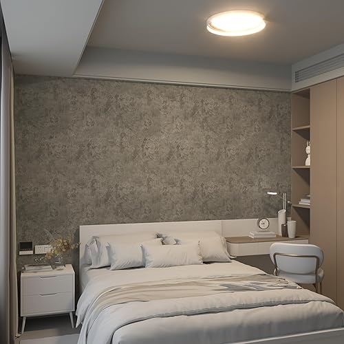 Miniatura 4 de Papel tapiz de hormigón extra ancho de 31 x 591 pulgadas, color marrón claro y gris, papel de contacto de cemento industrial 3D, papel de contacto