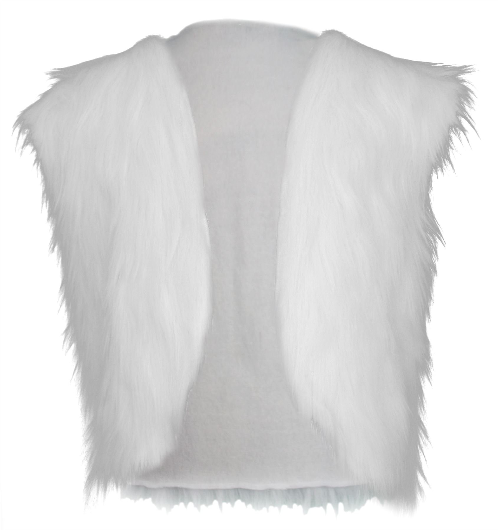 The Dragons Den Adults Long Pile Faux Fur Glam Rocker Hippie Waistcoat Mardi Gras 1960s 1970s Disco Fancy Dress [XXL, White]