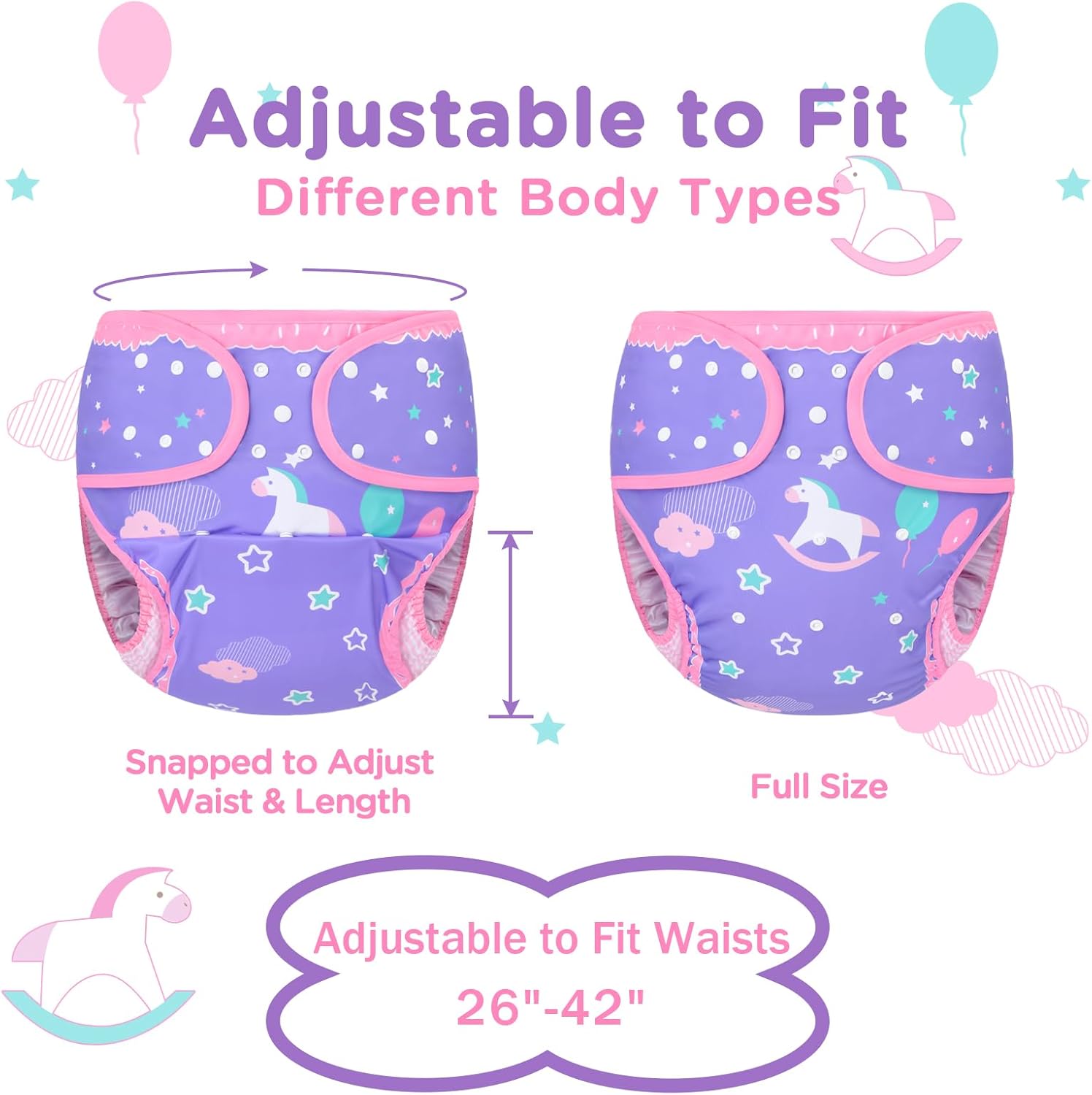 Littleforbig Washable Adjustable Reusable Waterproof Cloth Adult Diaper Wrap Cover One Size - Little Fantasy Pattern - Image 6