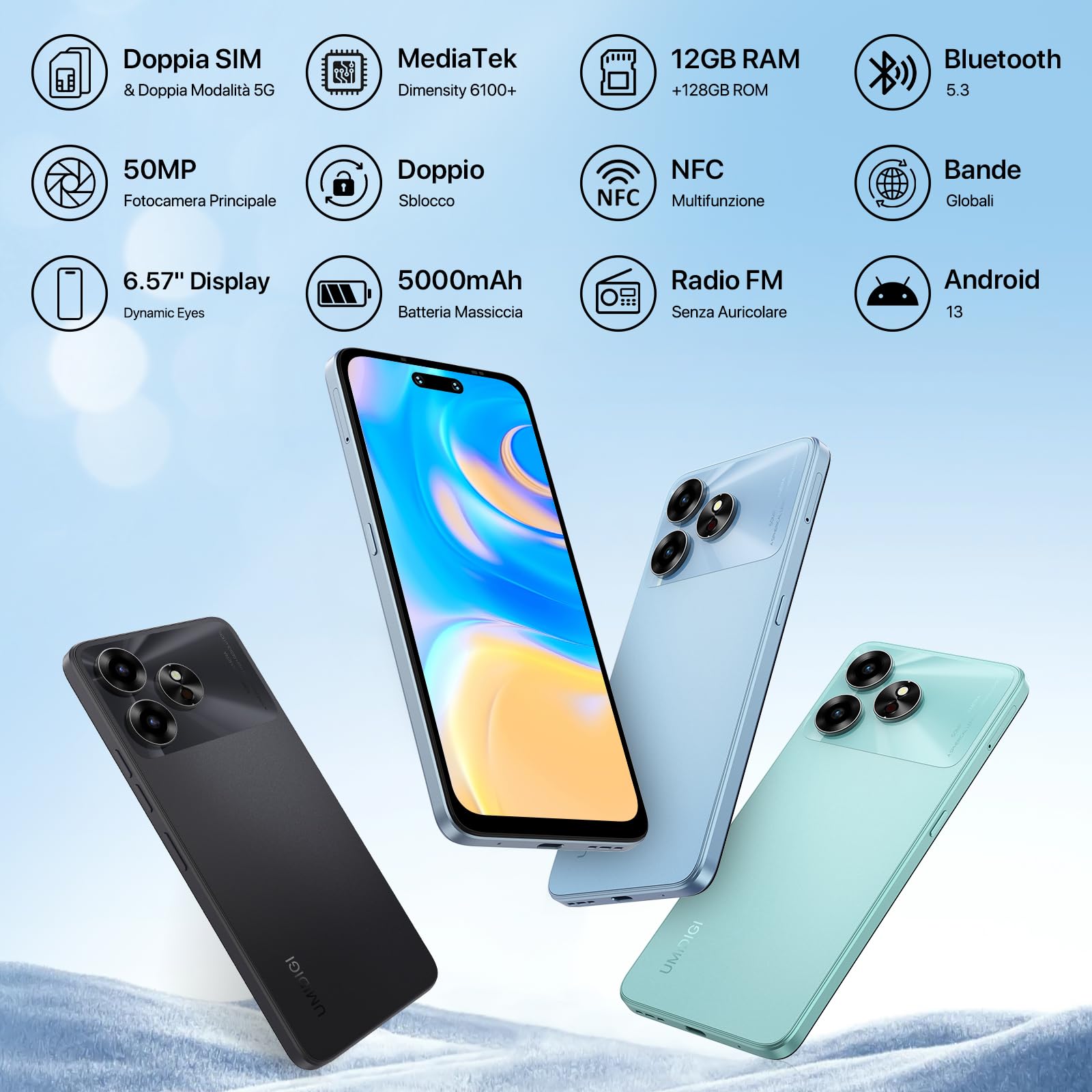 UMIDIGI Smartphone 5G NFC 12GB+128GB/1TB - Dettaglio