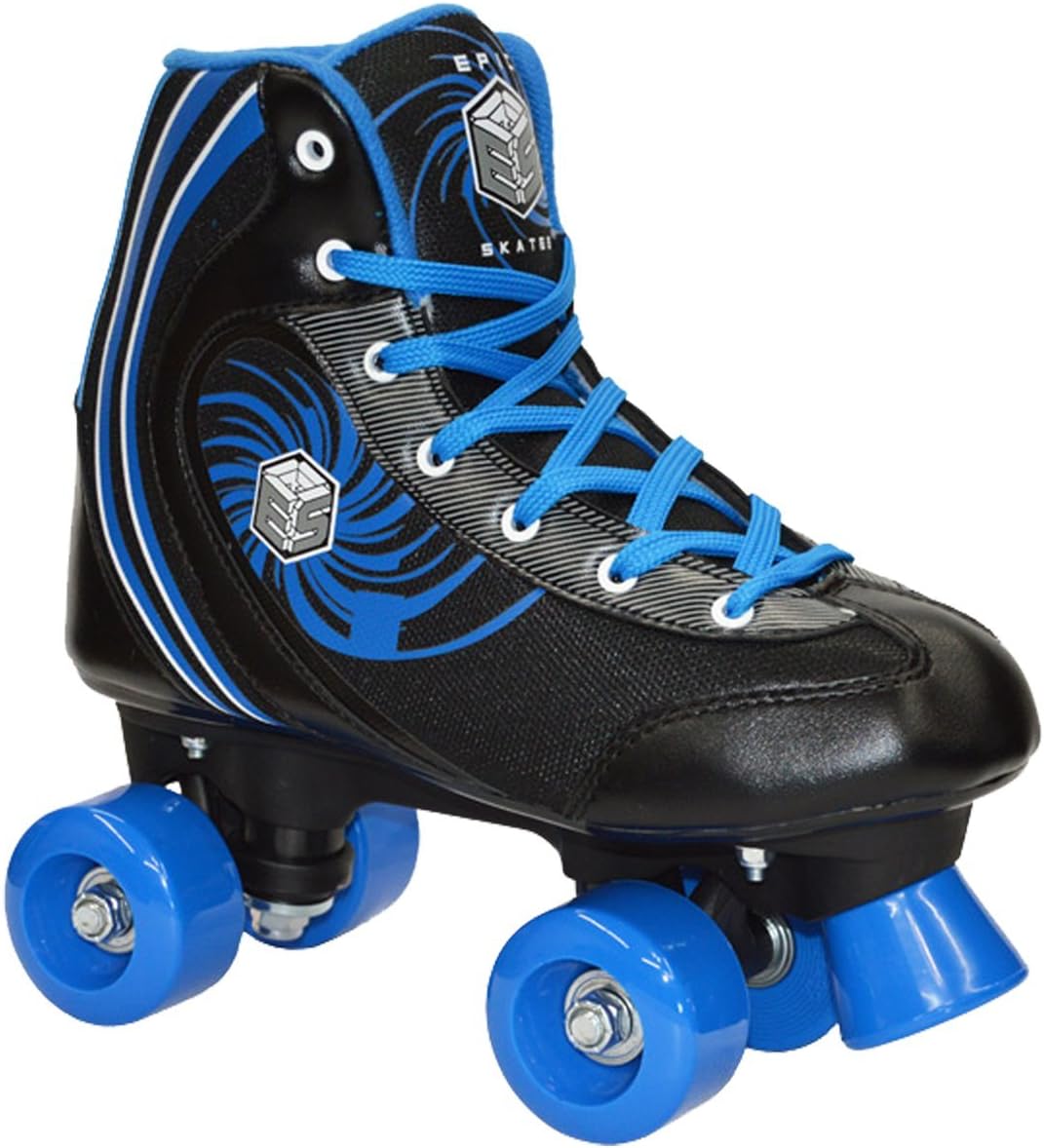 New! Epic Rock Candy Quad Roller Skates w/ 2 Pr. Laces (Black & Blue)