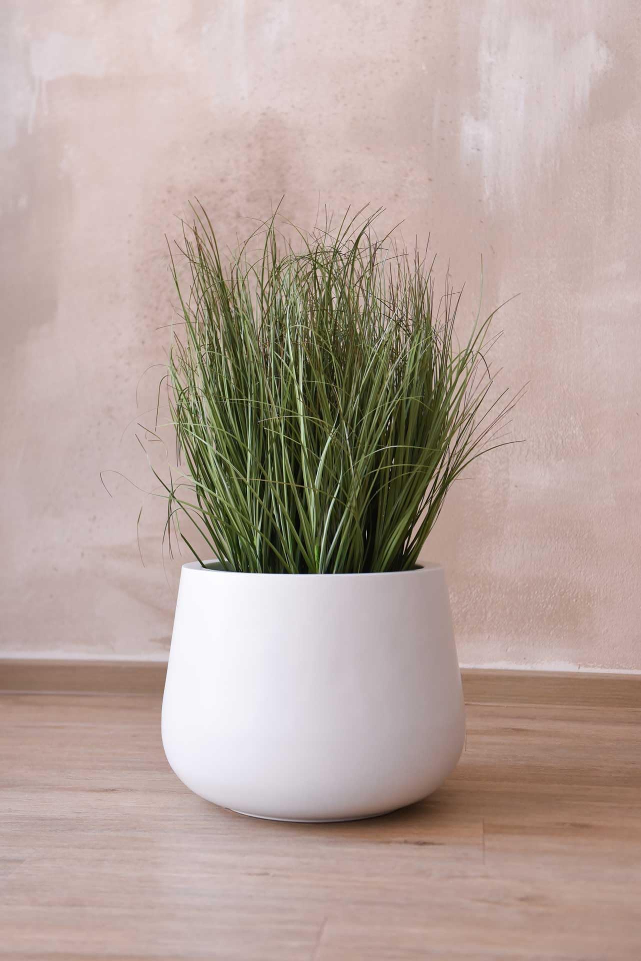 VIVANNO Blumentopf Pflanztopf Fiberglas GIRAR - Weiß Frostsicher 37 cm | Runder Pflanzkübel für Innen und Außen, Wetterfest in Matt Weiß, moderner Übertopf für Terrasse, Balkon und Wohnzimmer