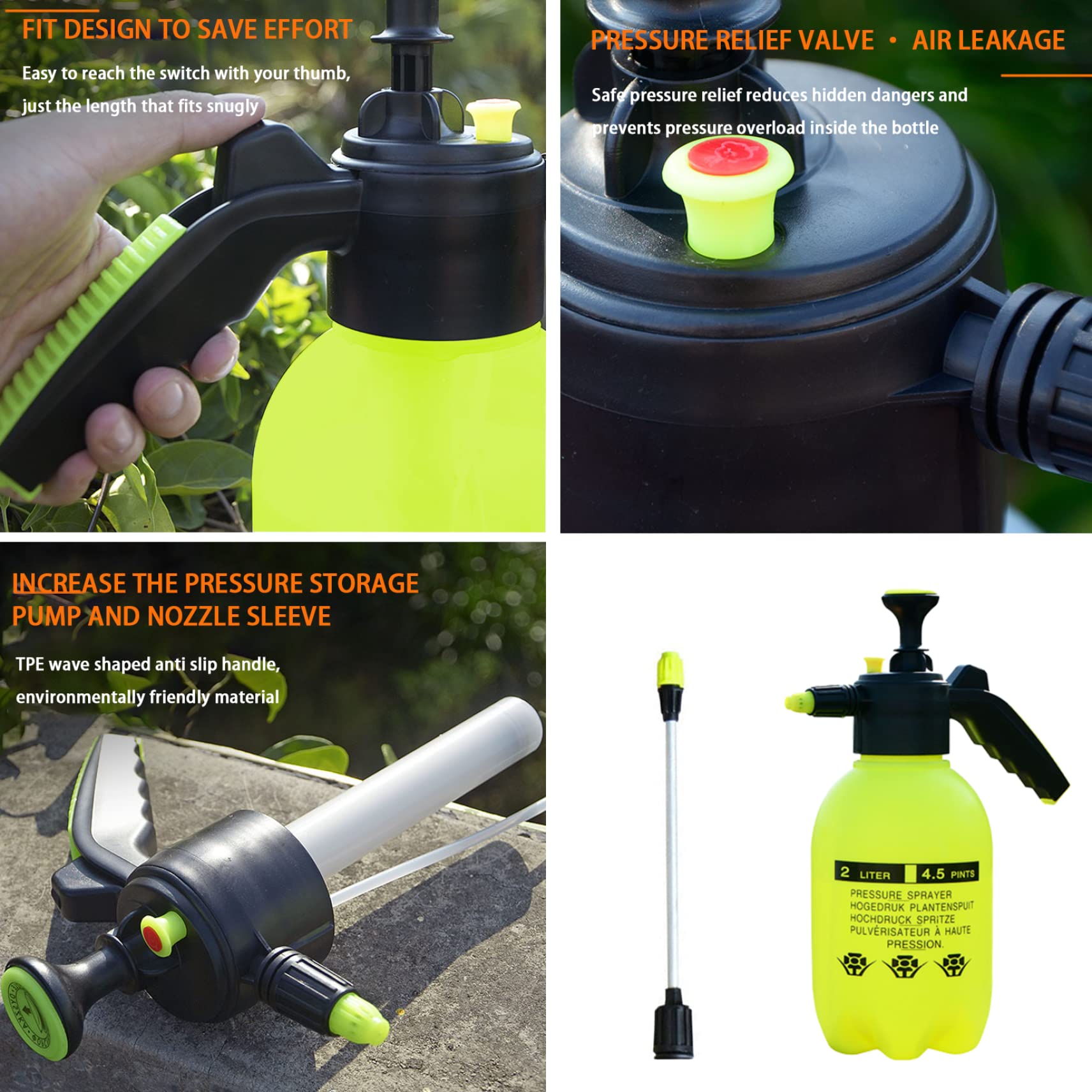 Botellas pulverizadoras de 2 litros, con bomba de jardinería, pulverizadores portátiles de jardín con boquilla ajustable, botella de agua a presión para plantas, pulverizadores