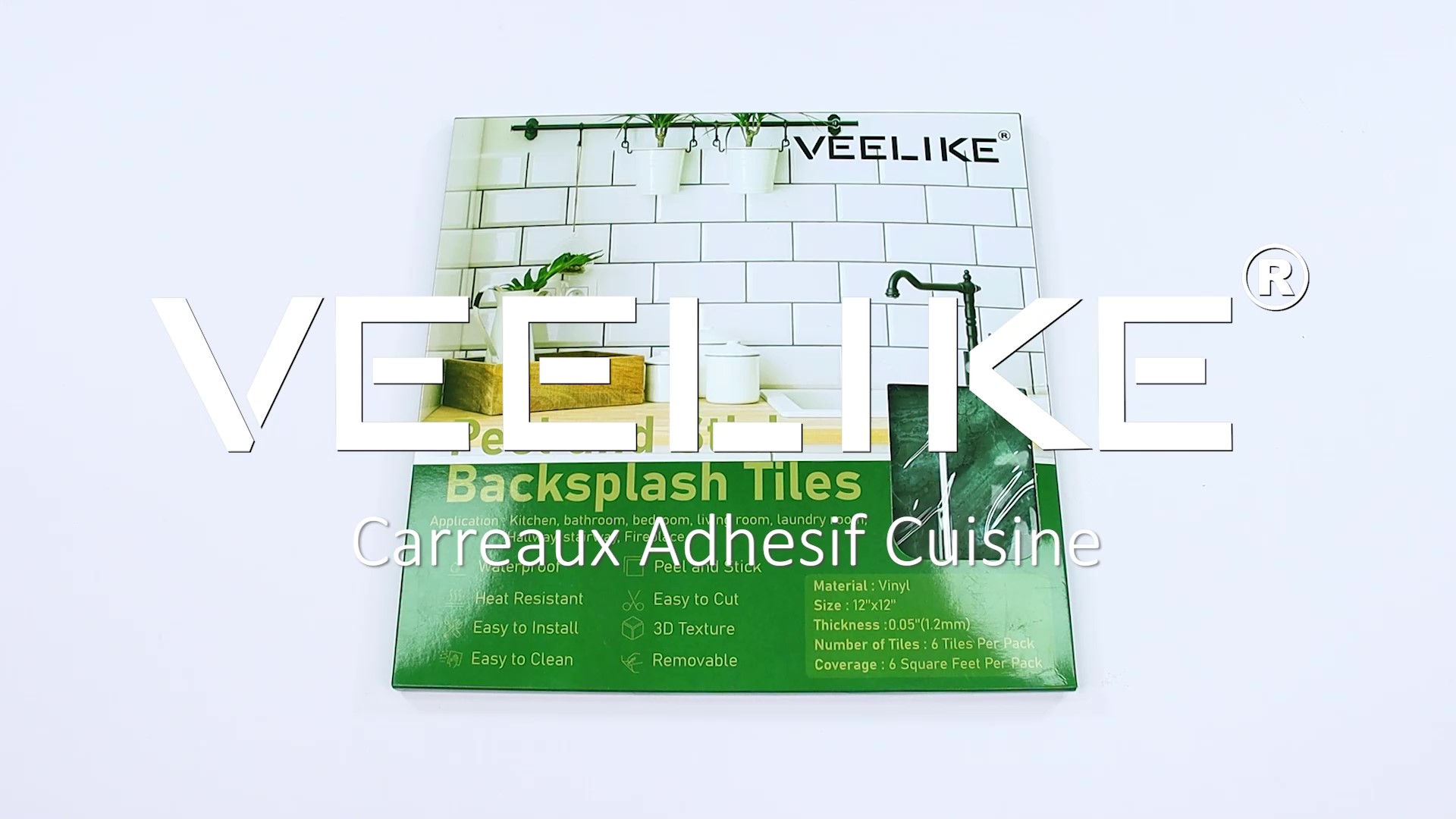 VEELIKE Lot de 6 feuilles de carrelage vert olive à décoller et à coller pour murs de cuisine et de salle de bain, 30,5 x 30,5 cm VEELIKE Lot de 6 feuilles de carrelage vert olive à décoller et à coller pour murs de cuisine et de salle de bain, 30,5 x 30,5 cm