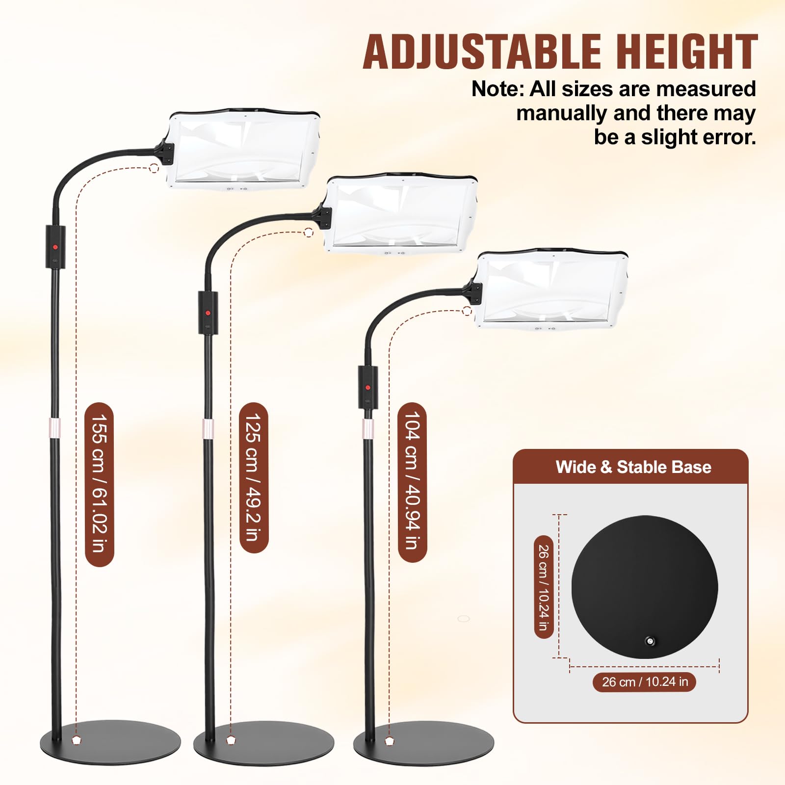 Lampada con lente di ingrandimento 15X con luce e supporto,lampada 4-in1 lampada da tavolo con lente di ingrandimento e luce con 48LED luminosità regolabile,collo d'oca flessibile lente ingrandimento