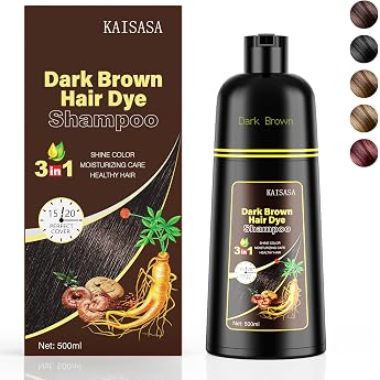 KAISASA Black Hair Dye Shampoo Dark Brown 3-in-1 for men and women natural black hair colour for covering grey hair