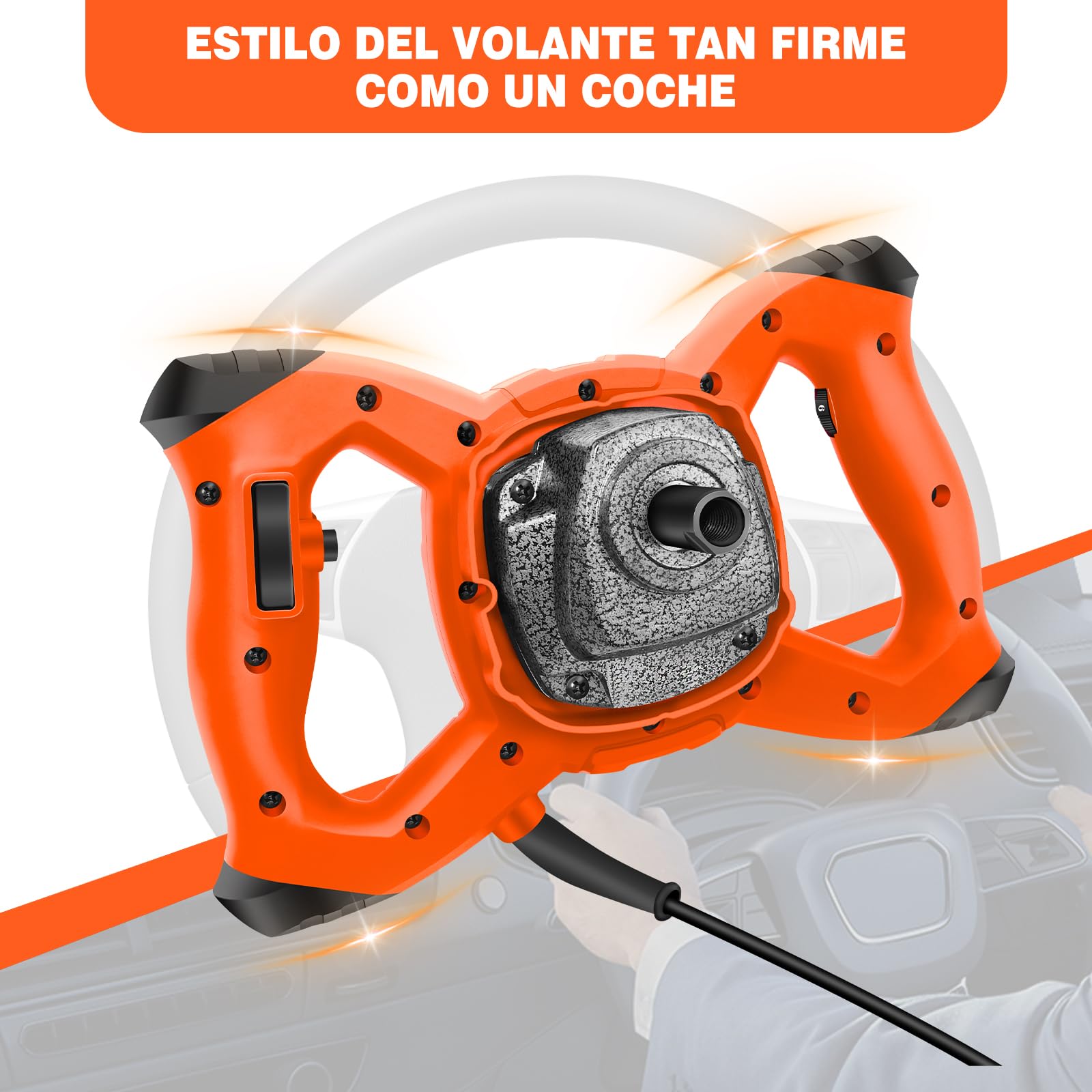 2600W Mezclador de Mortero,Mezclador Industrial, hormigoneras electricas, Agitador M14 Tornillo de Cromo, 6-Velocidad Variable Mezclador Eléctrico, Utilizado para Mezclar Pintura, Cemento, Naranja