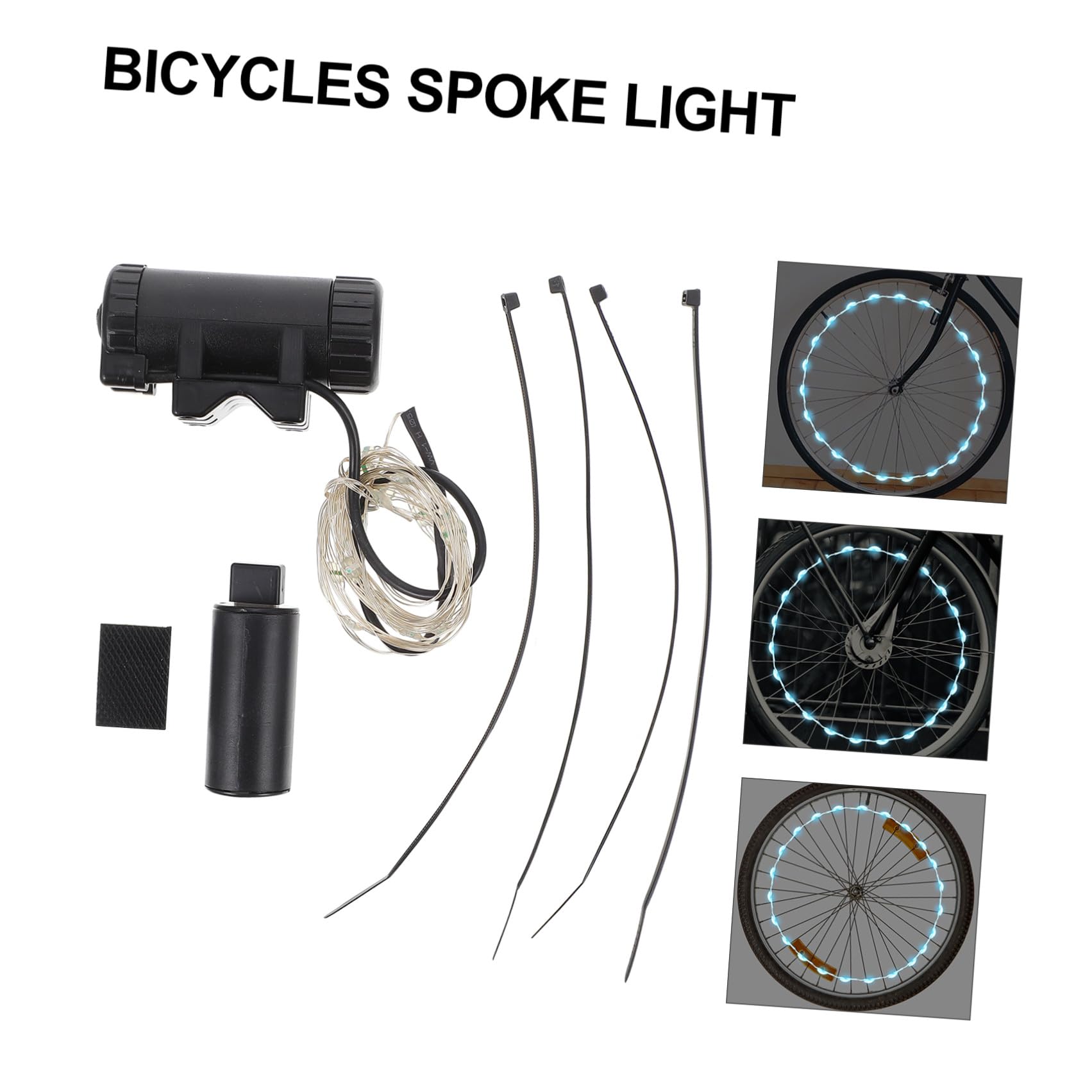 Toyvian Luz de Bicicleta Trasero Ciclismo reflexivo habló Bike luz de Noche de Bicicleta luz de Alambre de Rueda lámpara de Rueda de Bicicleta Multicolor luz de la Rueda AbS Negro