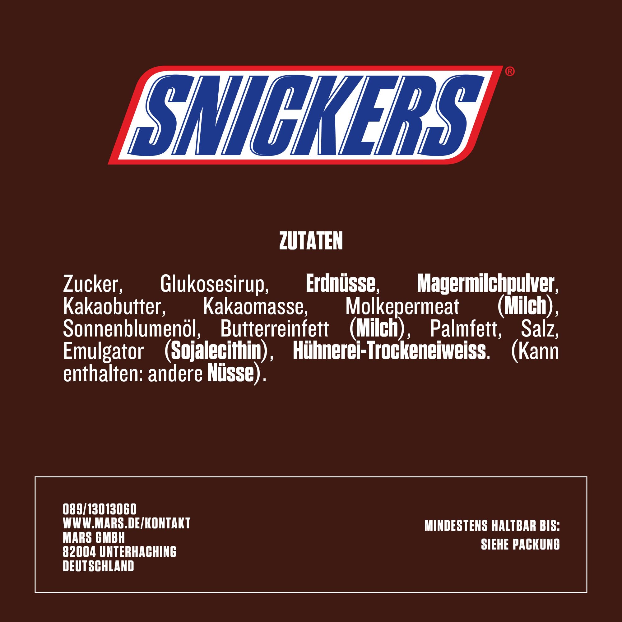 Snickers Schokoriegel, Karamell & Erdnüsse, Vollmilch Schokolade, Großpackung, 32 x 50g