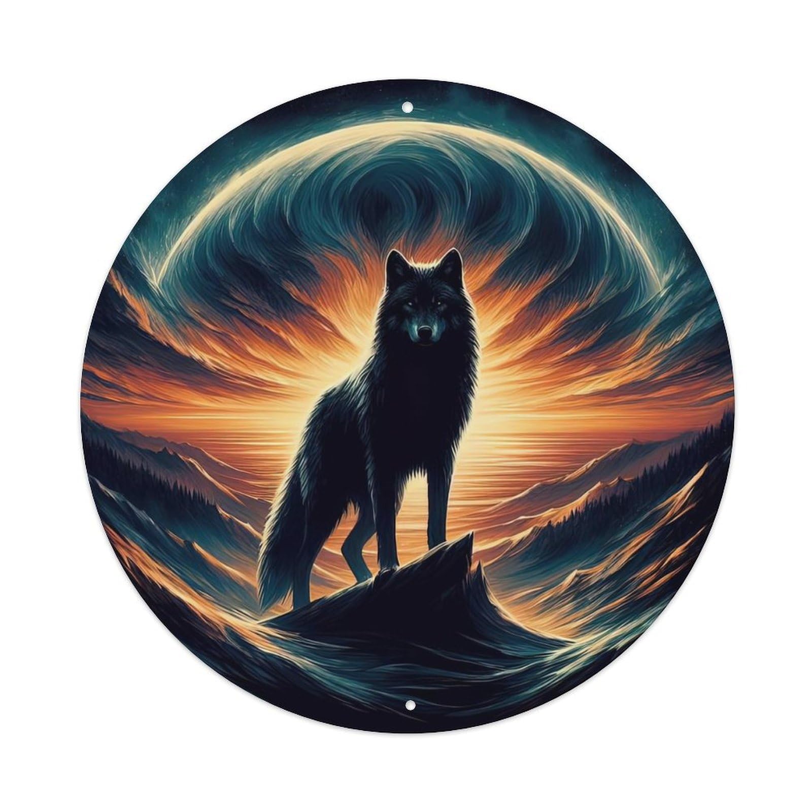 Animal Wolves on The Mountaintop Artwork Metal Tin Sign