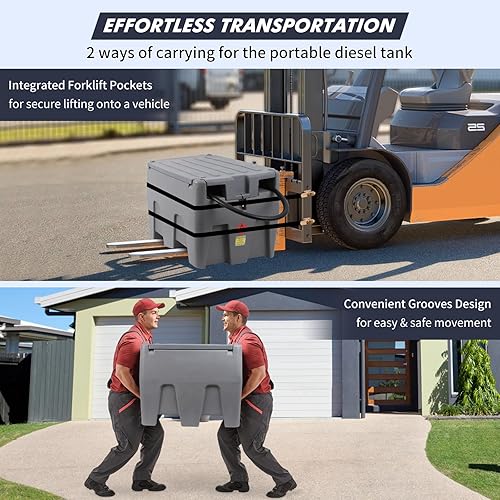 Miniatura 5 de GAOMON Tanque diésel portátil, tanque de combustible de 58 galones con bomba de transferencia de combustible eléctrica de 12 V, tanque de