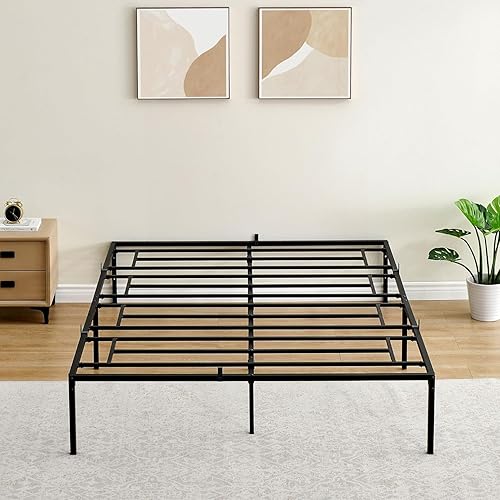 Miniatura 8 de GAOMON Base de cama tamaño Queen con listones de acero sólido, base de colchón, plataforma de metal Queen que no necesita somier, fácil de montar,