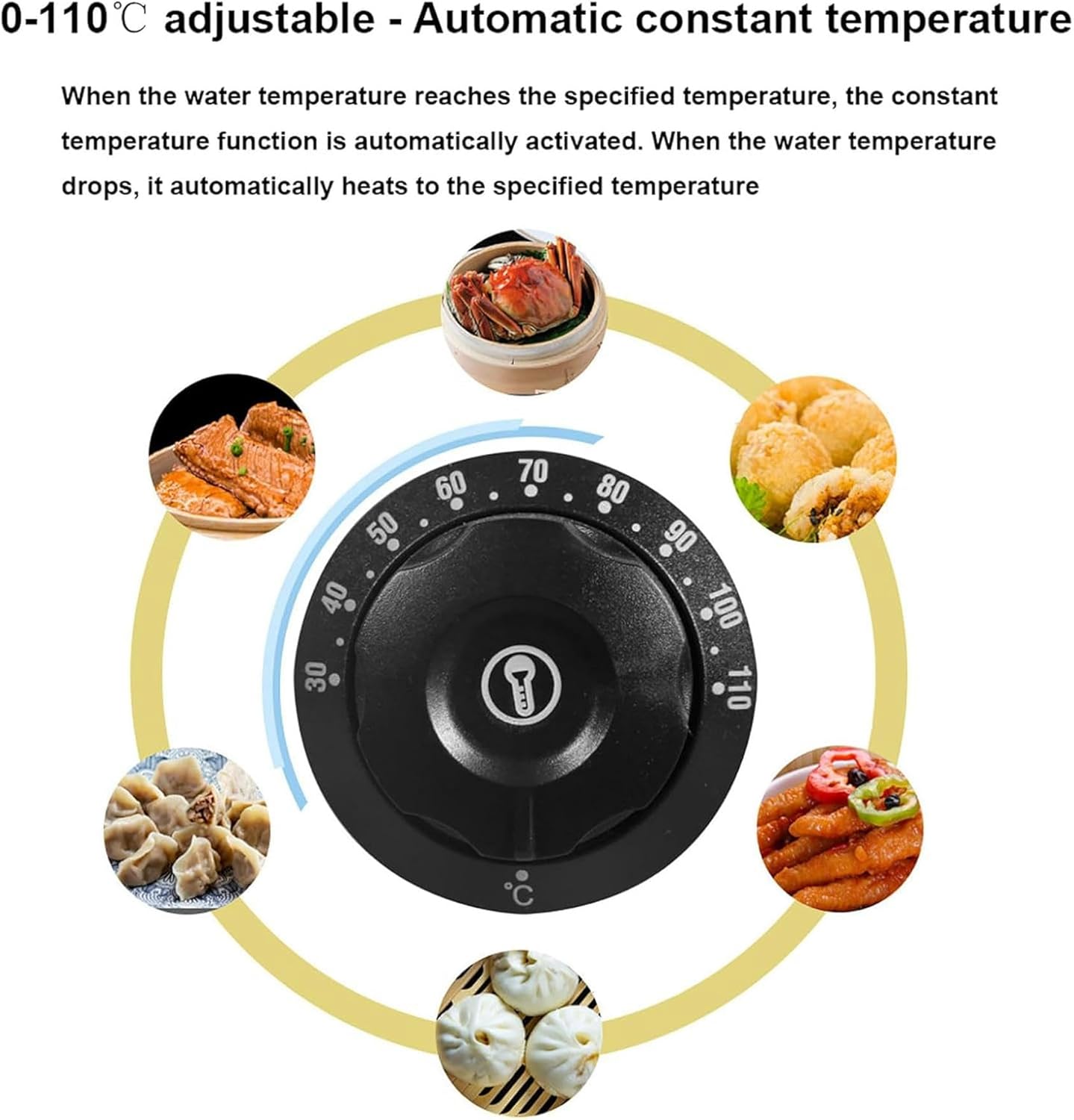 4000/5000w Electric Steamed Bun Machine 13.5L Commercial Steamed Bun Machine 30-110℃ Temperature,6holes
