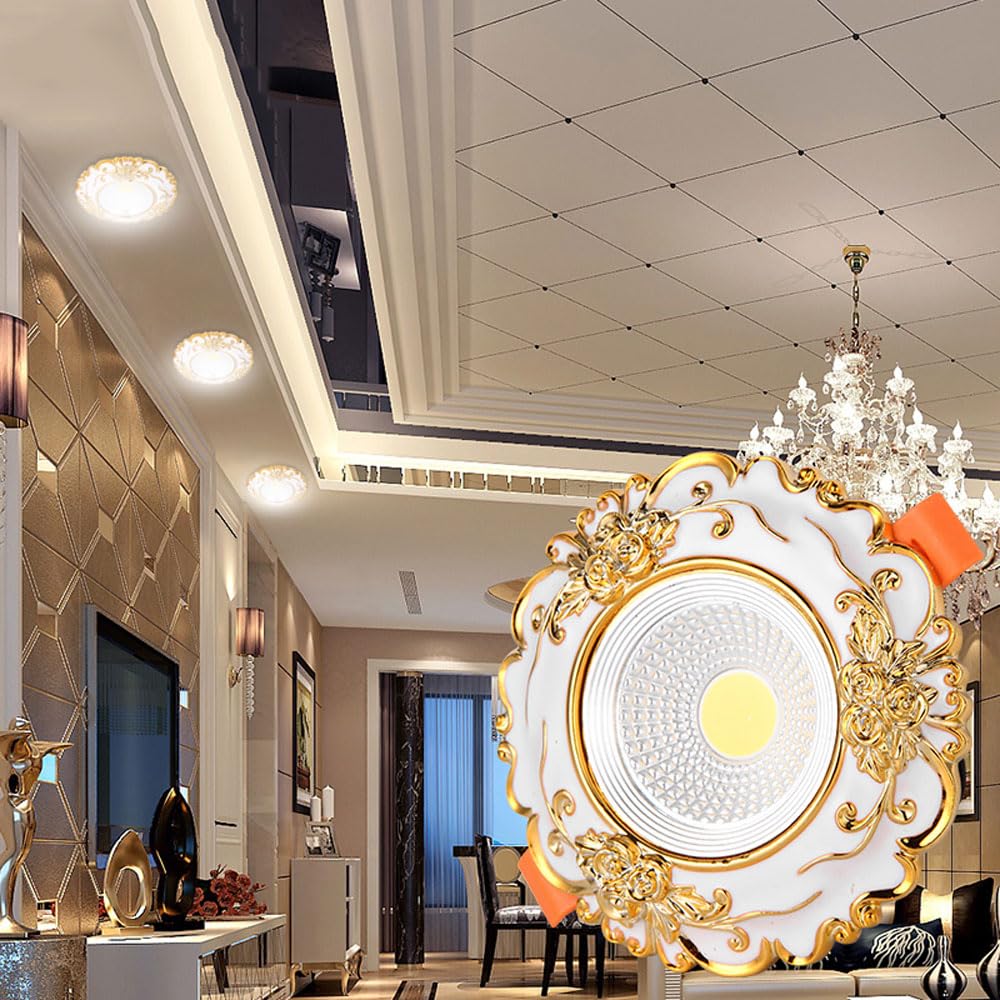 Downlight LED empotrable de Estilo Europeo, luminaria de Techo Regulable con Foco de adaptación Tipo Ojo de Buey de 3 CCT, Fuente de luz Ajustable, embellecedor Deflector de r,3W