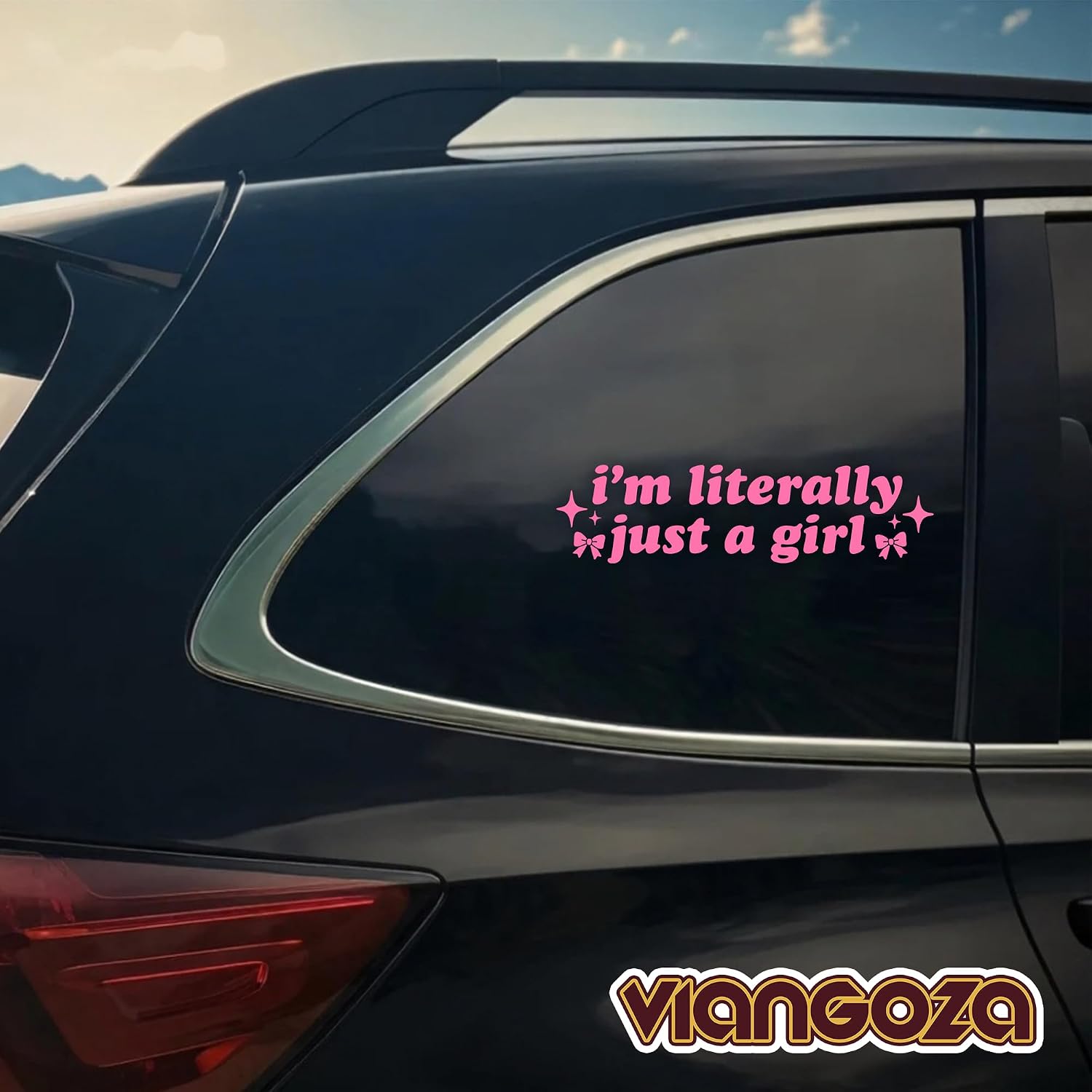 I'm Literally Just a Girl Car Decal, Girly Pink Bow Cute, Positive Inspiration Vinyl Waterproof 8 Inch Bumper Sticker for Trucks Window, Car Accessories Decorations Gifts for Friend Mom Dad