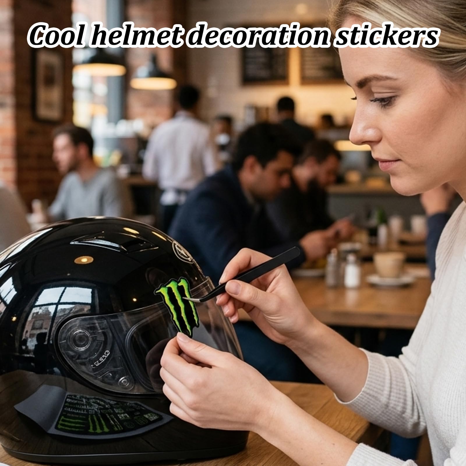 5 PCS Sticker Set with Tweezers, Bold Themed Decals for Helmets and Skateboards, Graphic Style Motorbike Stickers, Durable Decal Collection for Tool Boxes and Bikes — view 6