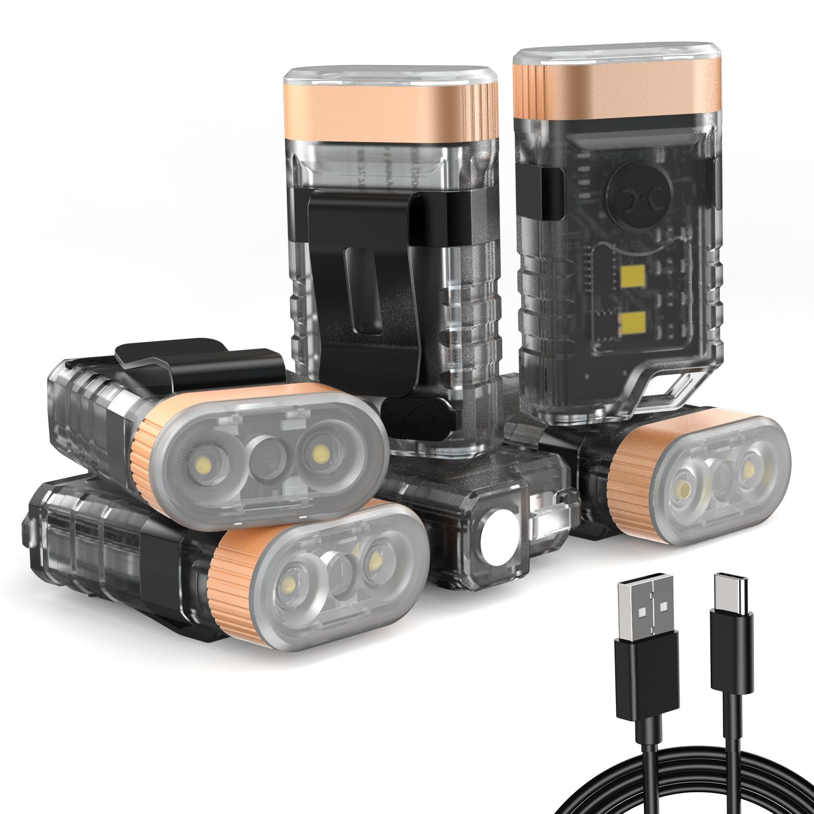 LED Small Powerful EDC Flashlight with Warm White Red Light,Bright 1500LM USB C Rechargeable 9 Modes Mini Pocket Keychain Flash Light with Clip,IP5