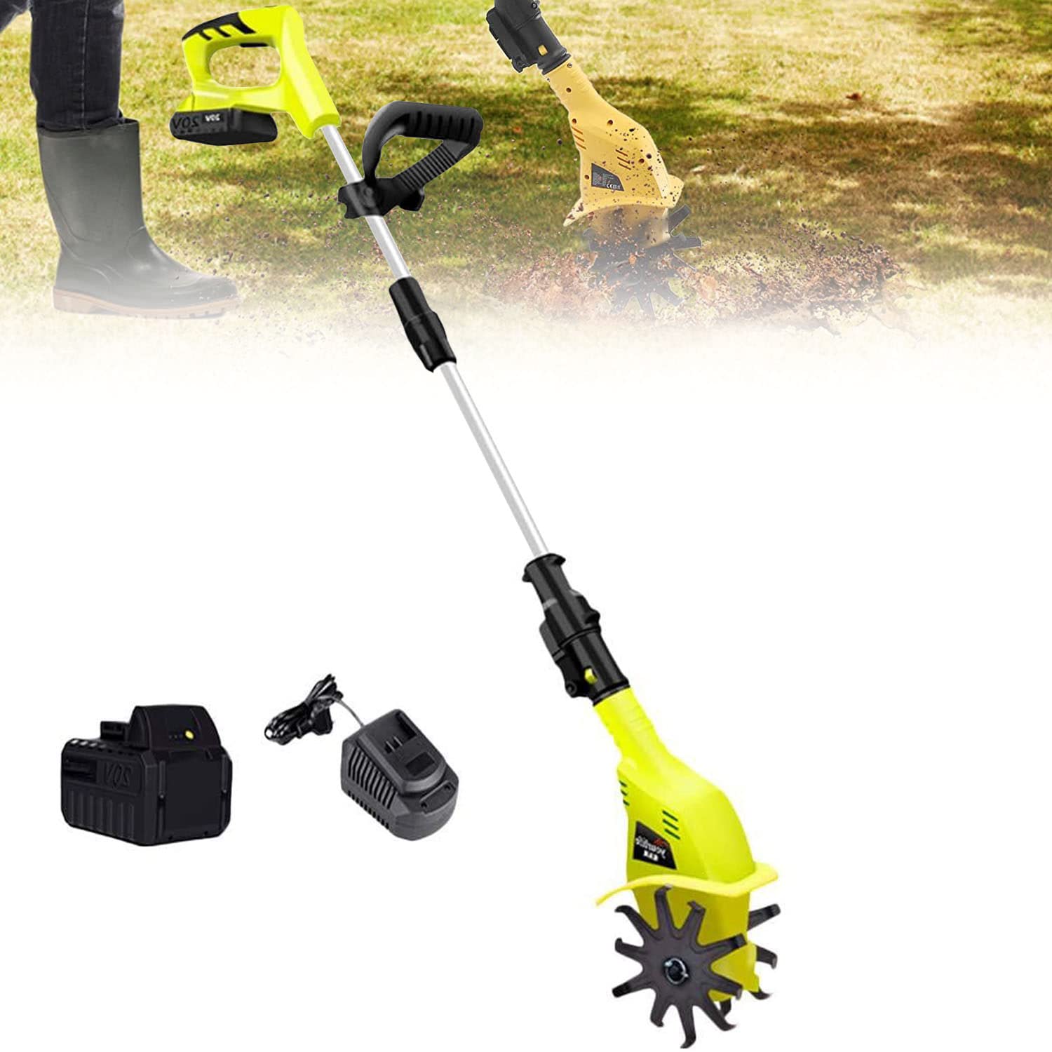 Motocultor Eléctrico para JardíN 250 RPM Motoazada Rotavator Jardinería Huerto Cultivar Escarar, Fresadora de Tierra, Fresadora de Cultivador, Ancho de Trabajo 30cm, Profundidad 20cm