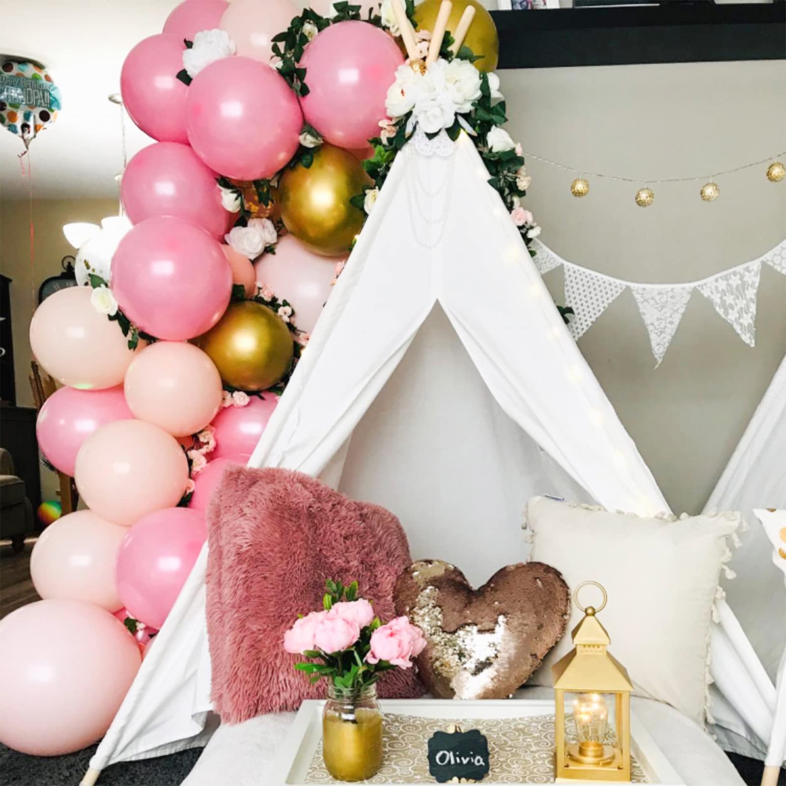 PartyWoo Pink And Gold Balloons 66 Pcs Pink Balloons Metallic Gold