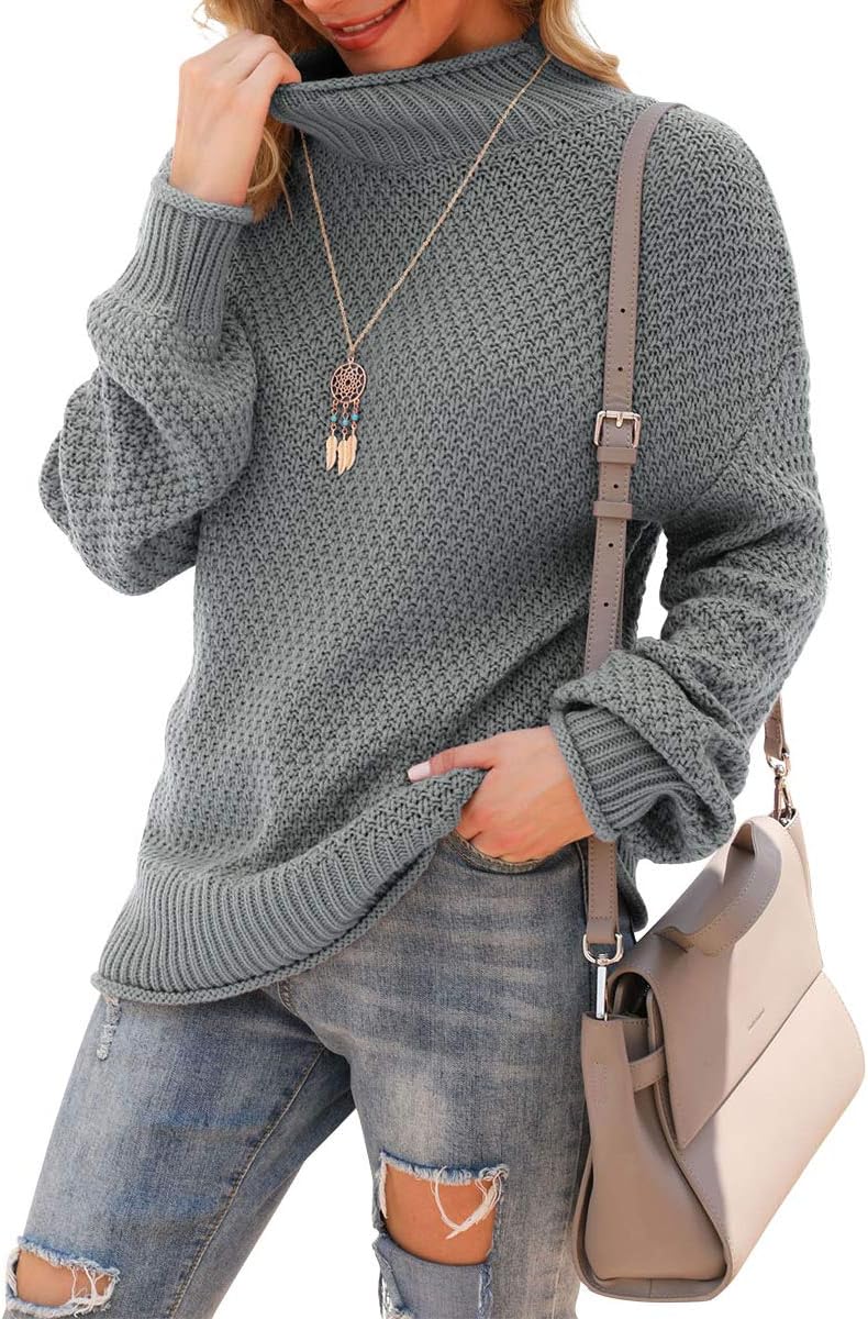 Jouica Women’s Turtleneck Oversized Sweaters Batwing Long Sleeve Pullover Loose Chunky Knit Jumper