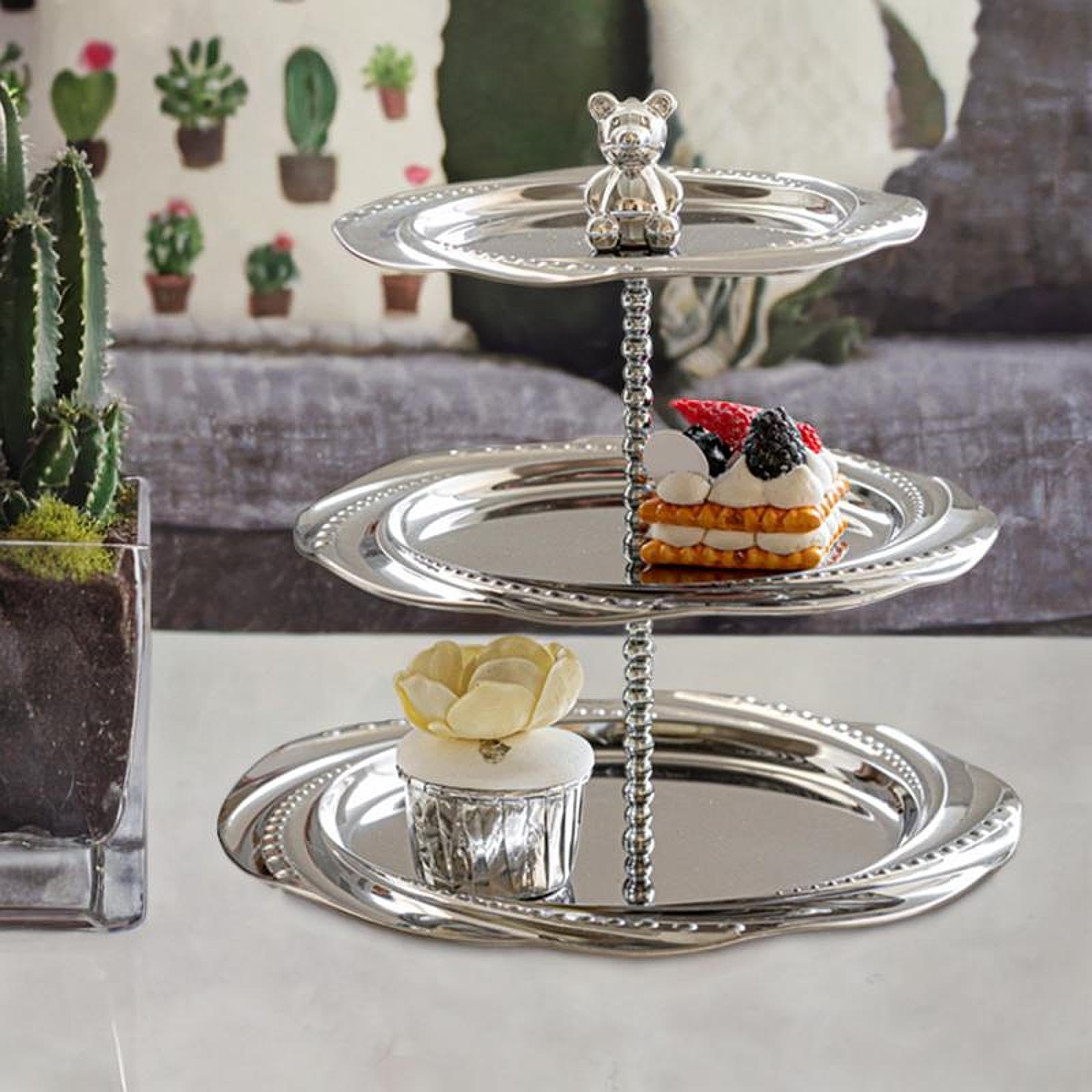 Bandeja para Servir Postres con Soporte para Cupcakes en Y Pequeña Figura de Oso, Moderna Bandeja para Servir, Expositor de Joyas para año, 20 Cm 24 Cm 28 Cm