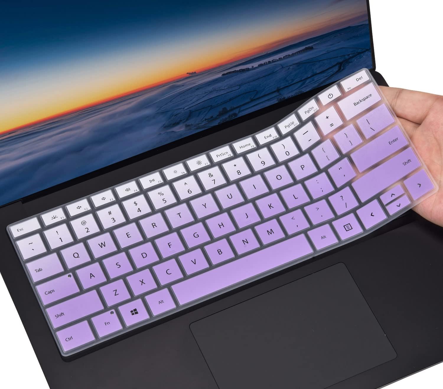 CaseBuy Keyboard Cover for 2023-2019 Microsoft Surface Laptop 6/5 / 4/3 Gen 13.5" & 15 inch Accessories Protective Skin (Not Fit Surface Laptop 7 2024 2025), Ombre Purple