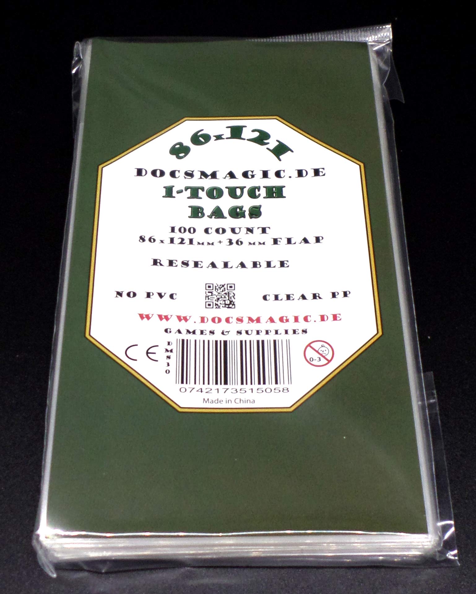 docsmagic.de 100 Resealable Bags - 86 x 121 mm - 1-Touch Toploader Screwdown