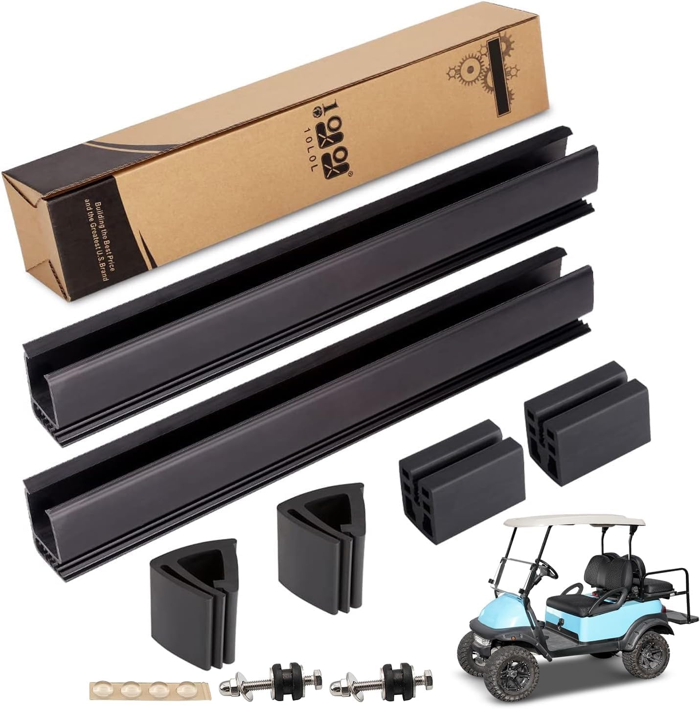 10L0L Golf Cart Windshield Mounting Kit for Club Car DS & Precedent - Includes Windshield Sash & Bottom Clips (12.6"), Retaining Clips for 1" x 1" Tube - OEM#101444101, 102005801