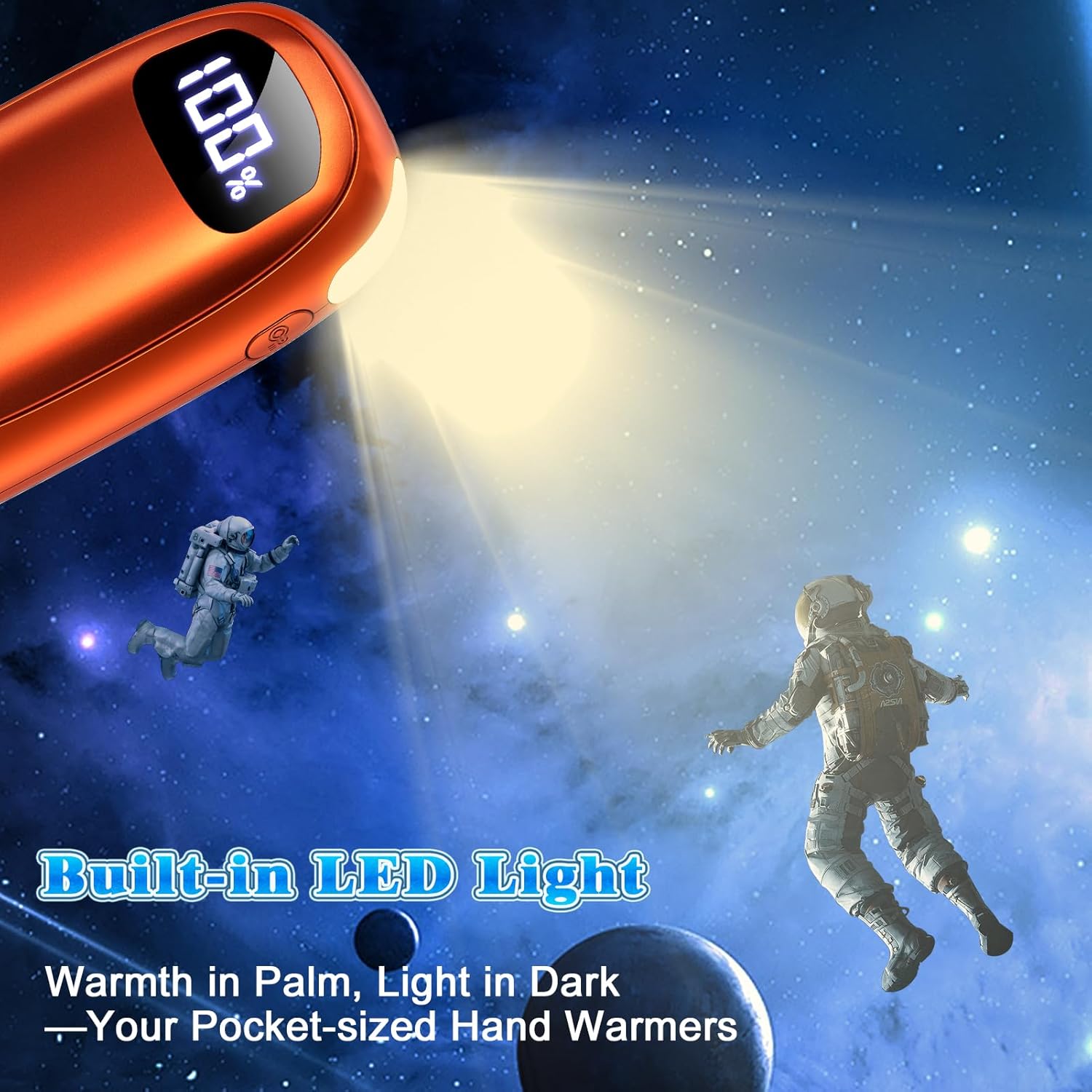 Hand Warmers Rechargeable, Electric Dual-Sided Heating with LED Display & Flashlight, Max 127℉, 13Hrs Long Lasting Pocket Heater for Raynauds, Golf, Hunting,Camping, Valentines Day Gift for Him - Image 5