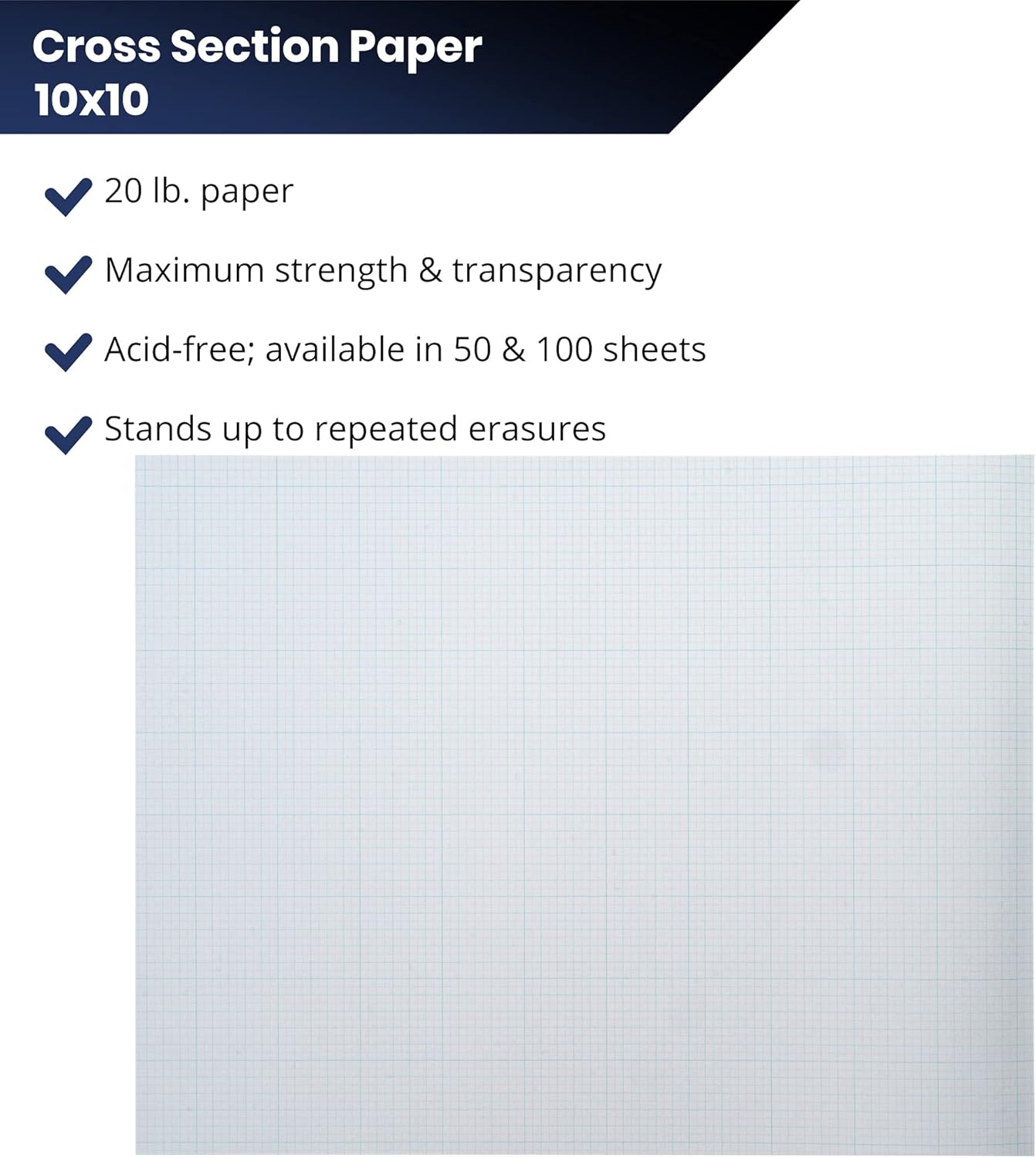 Pacific Arc Cross Section Paper Pad, 50 Sheets, 11 Inch x 17 Inch, 10 x 10 Grid